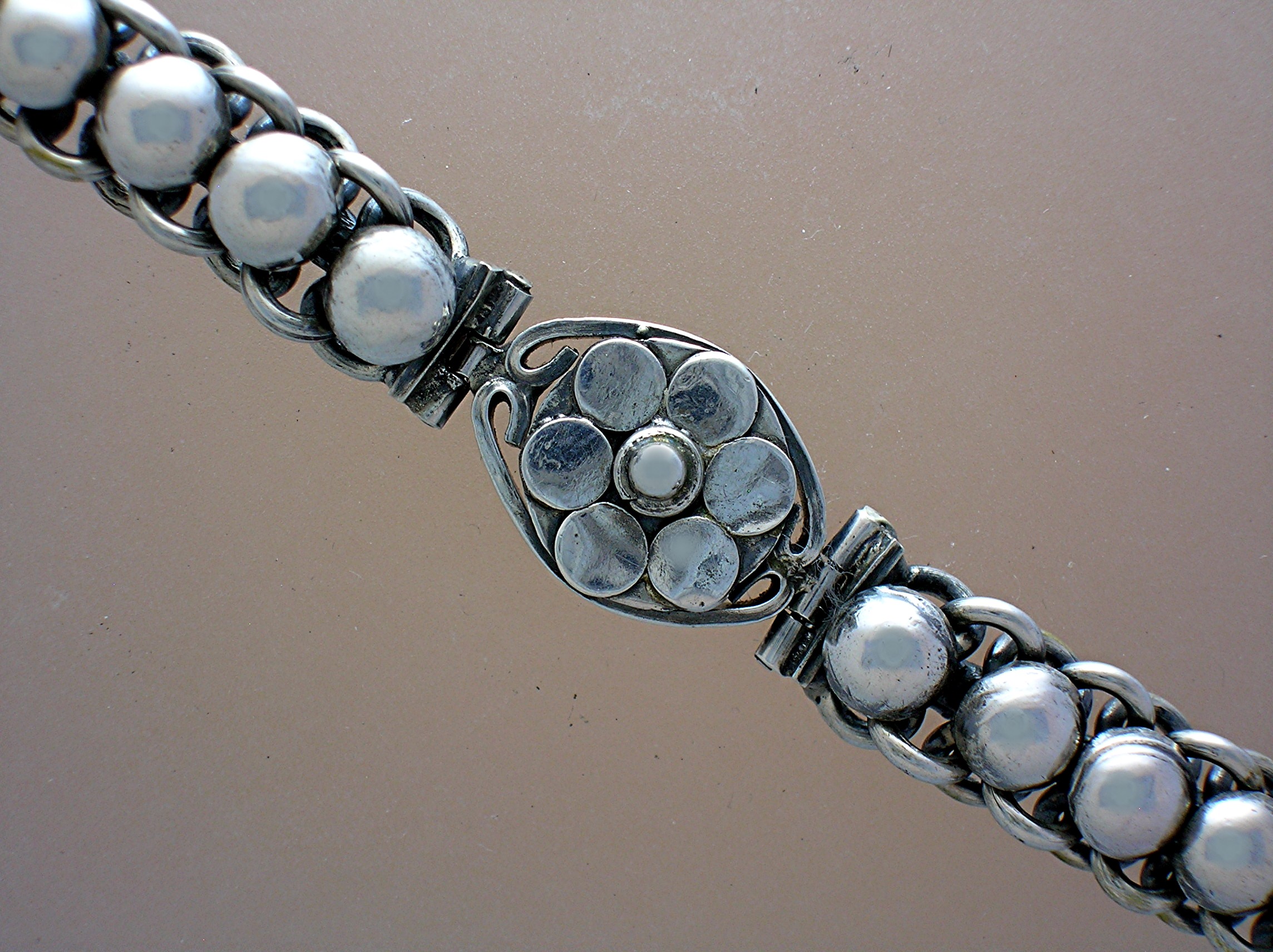 Sterling Silver Flower Bracelet Hook Clasp Indonesia