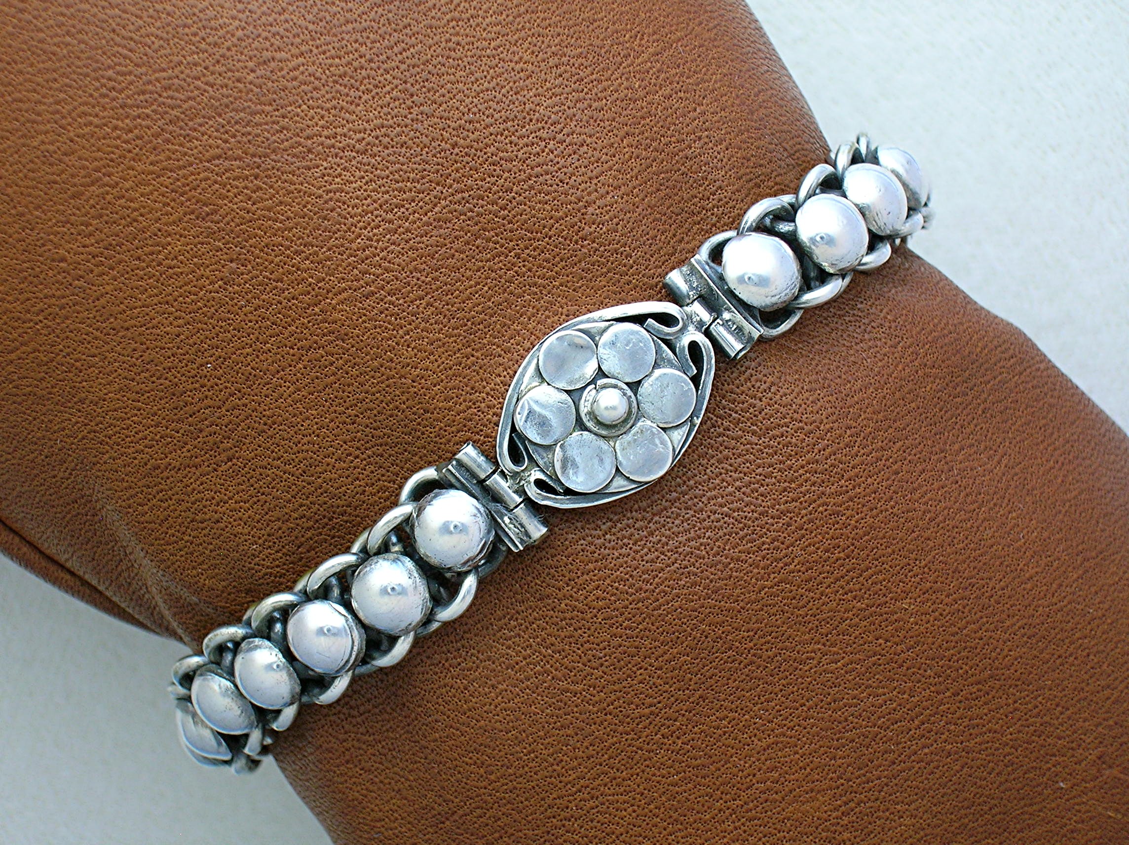 Sterling Silver Flower Bracelet Hook Clasp Indonesia