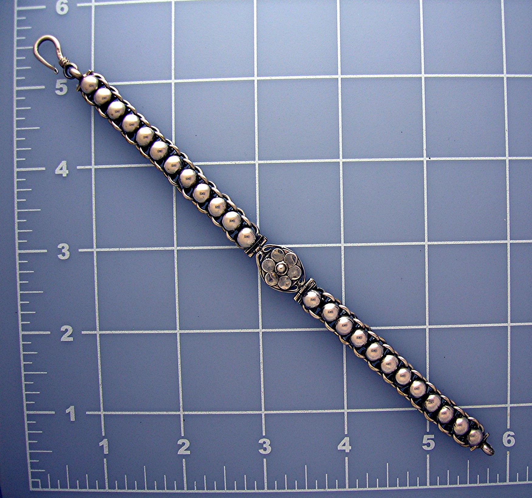 Sterling Silver Flower Bracelet Hook Clasp Indonesia