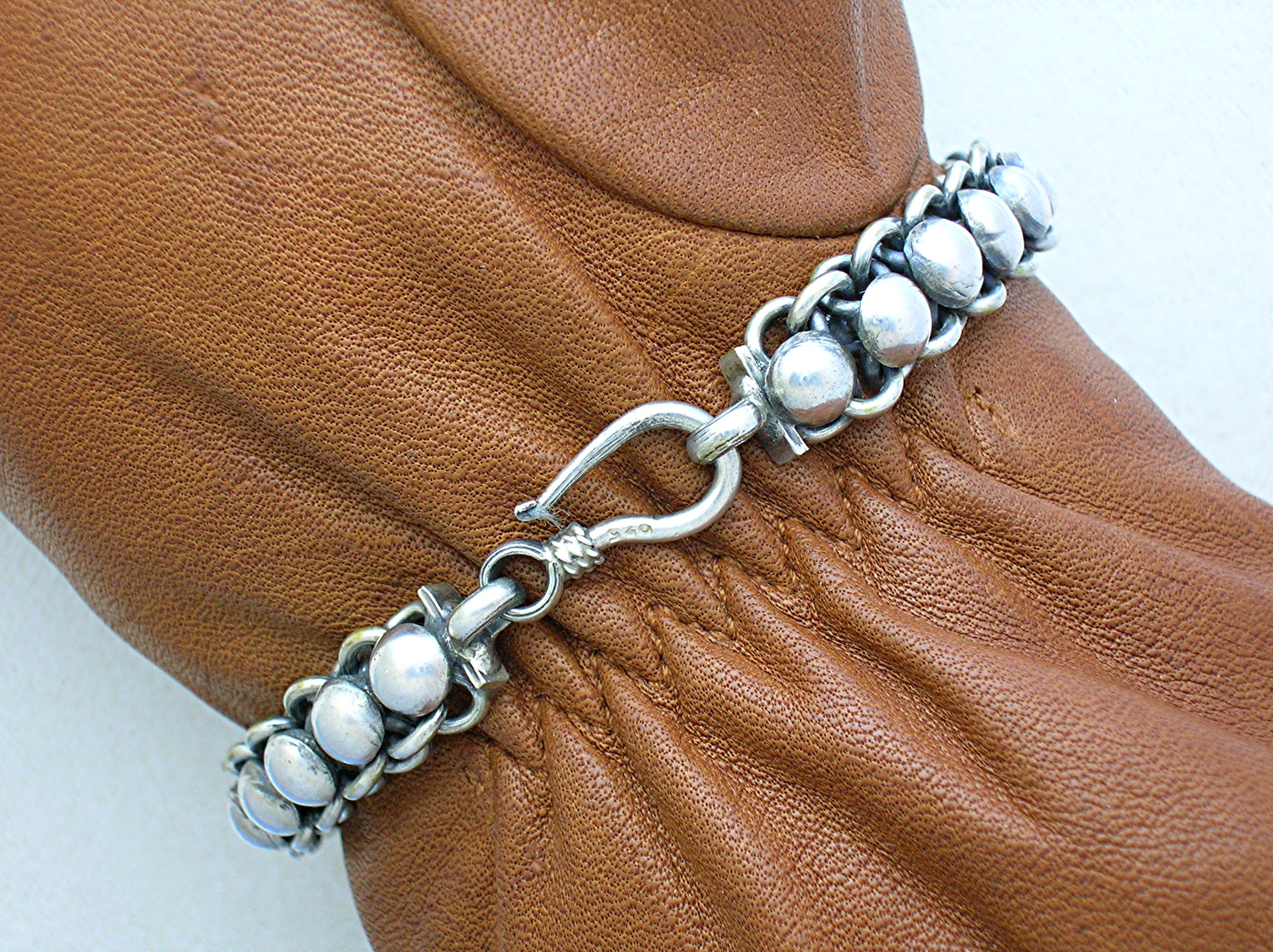 Sterling Silver Flower Bracelet Hook Clasp Indonesia