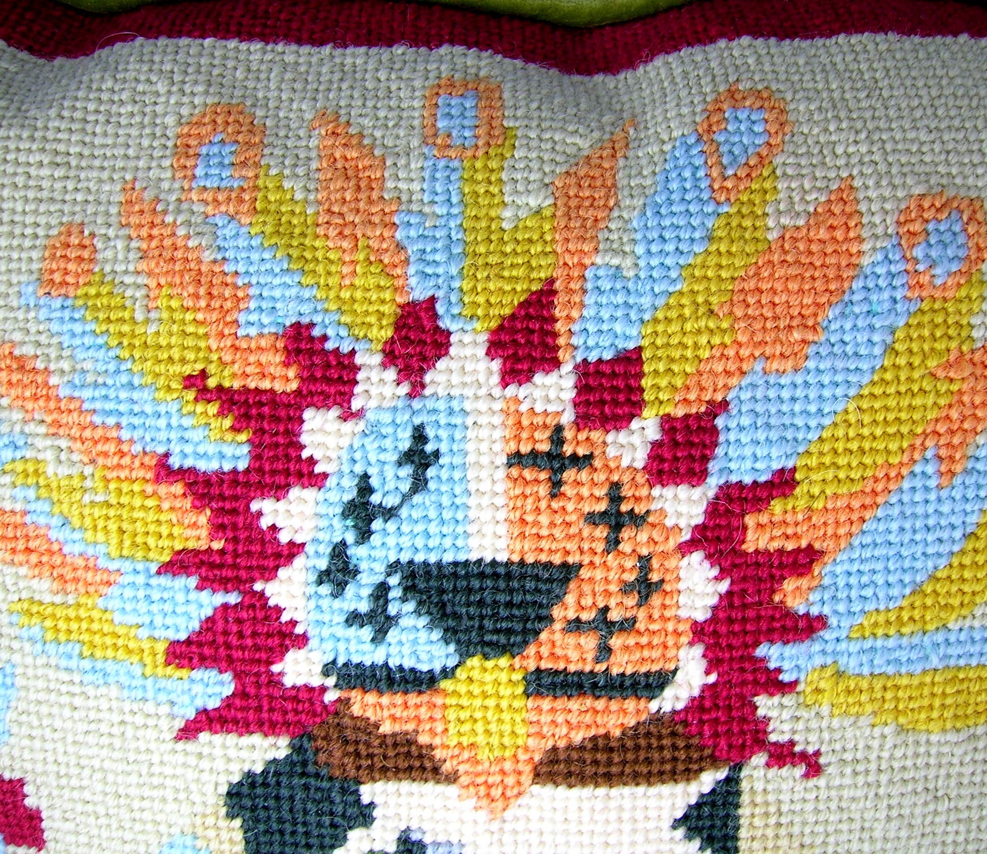 NEEDLE POINT KACHINA DOLL PILLOW signed