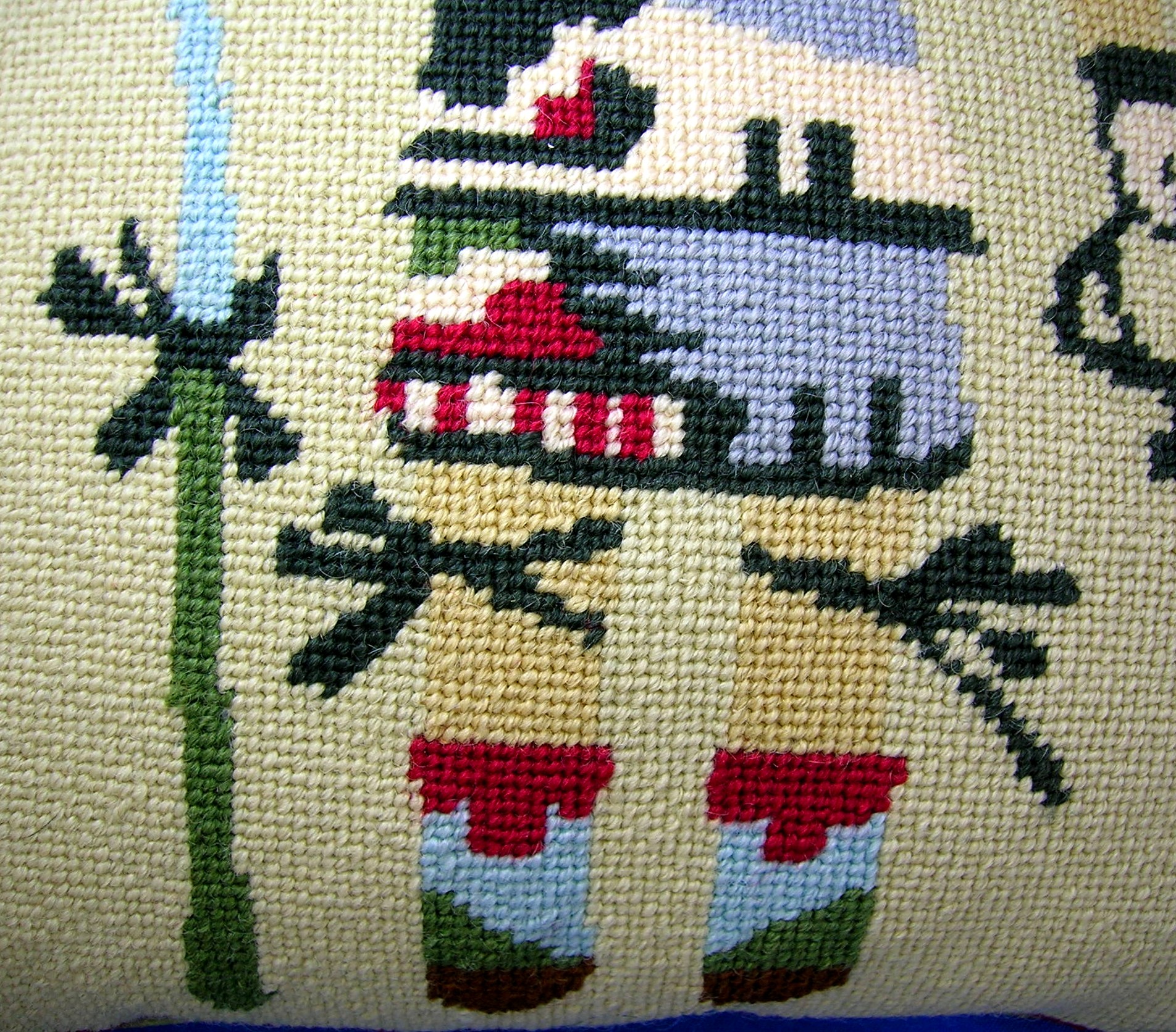 NEEDLE POINT KACHINA DOLL PILLOW signed