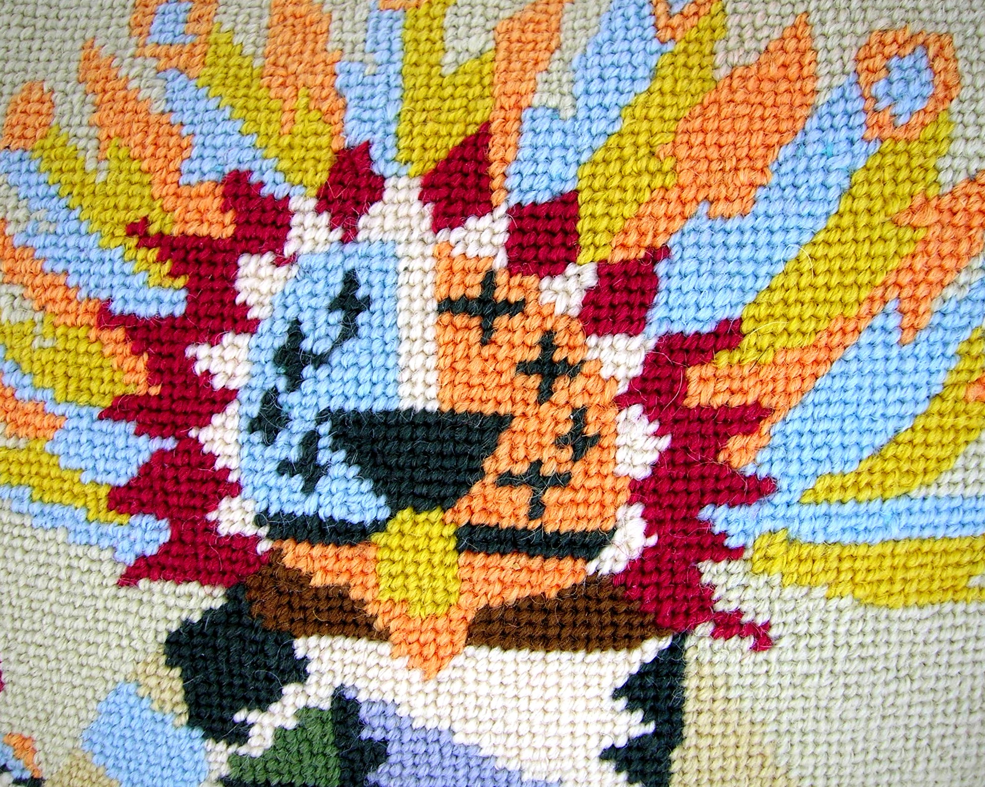 NEEDLE POINT KACHINA DOLL PILLOW signed