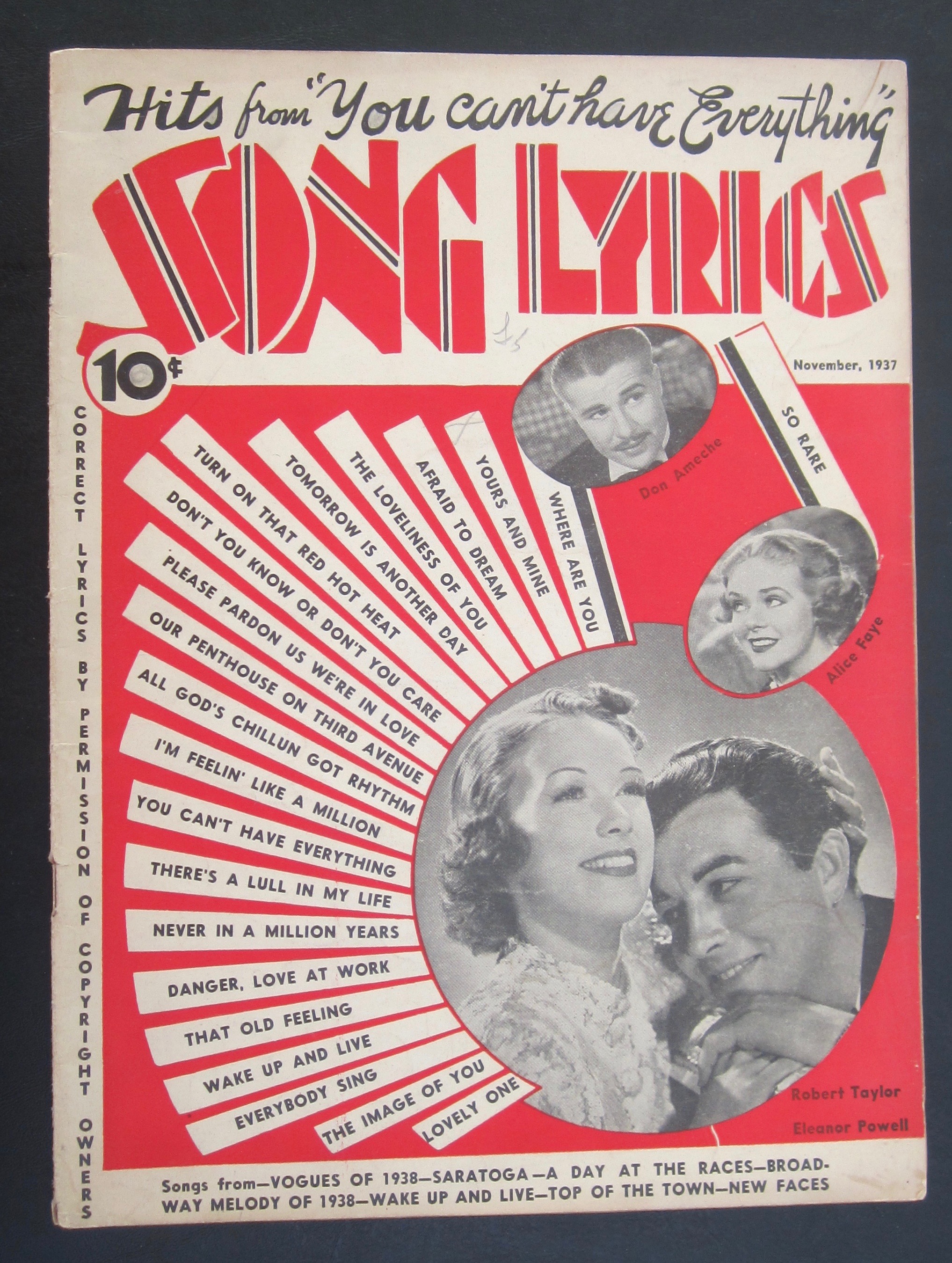 Song Lyrics Magazine November 1937 Taylor & Powell