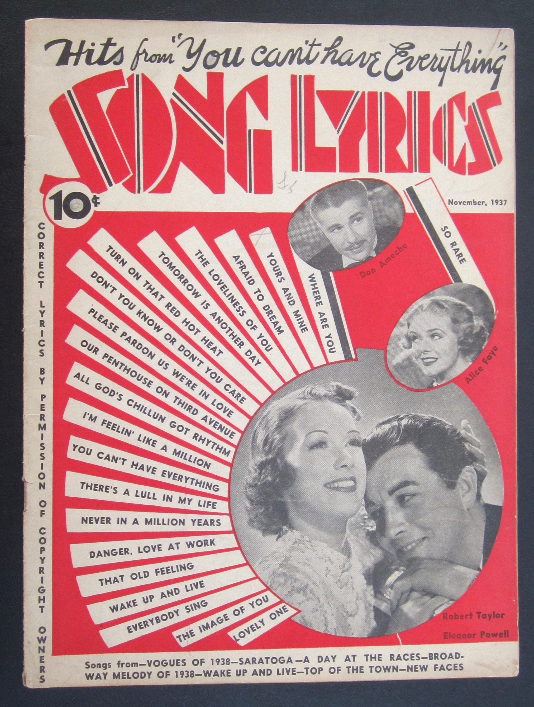 Song Lyrics Magazine November 1937 Taylor & Powell