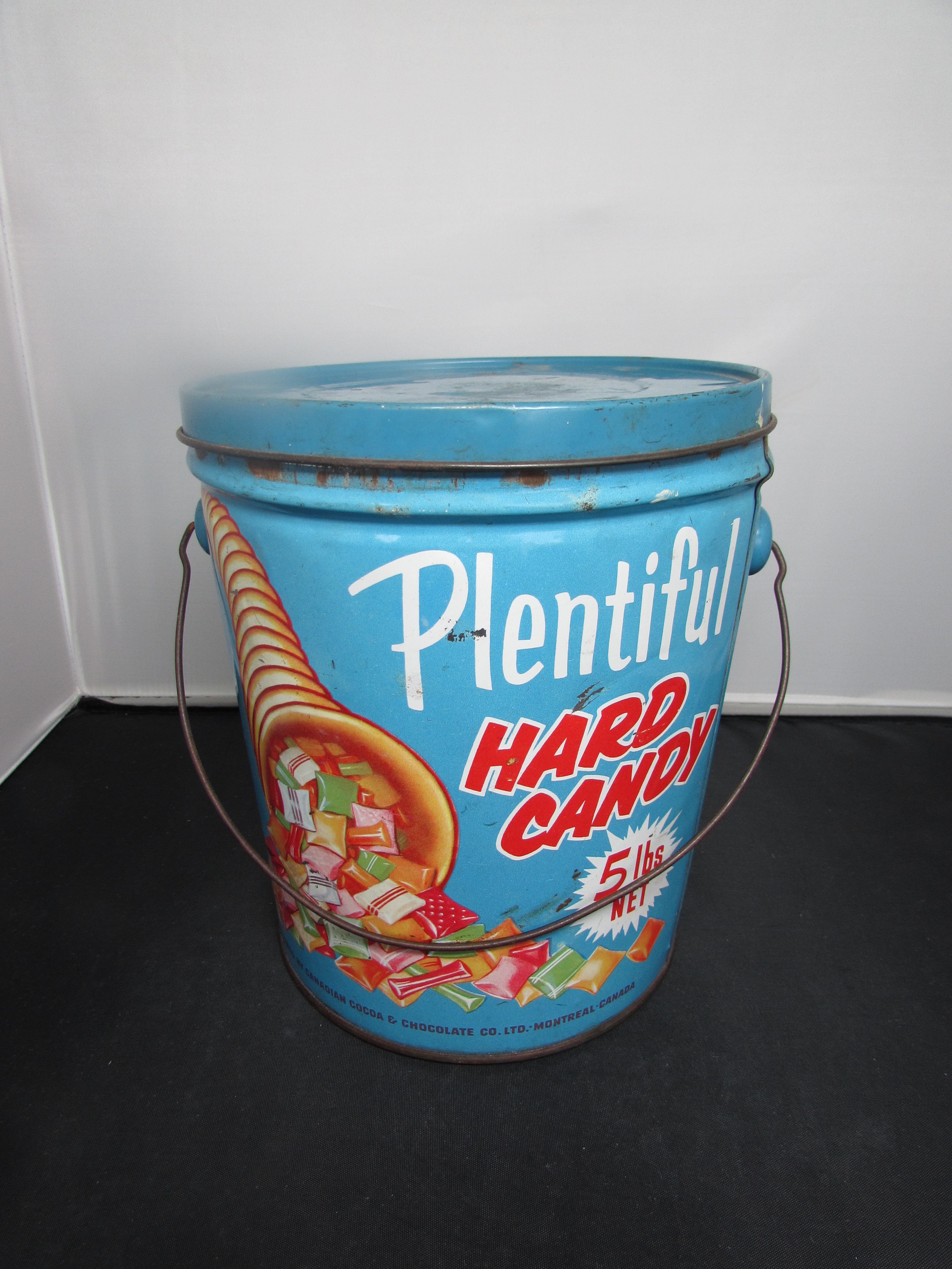Vintage Plentiful Hard Candy Tin Pail
