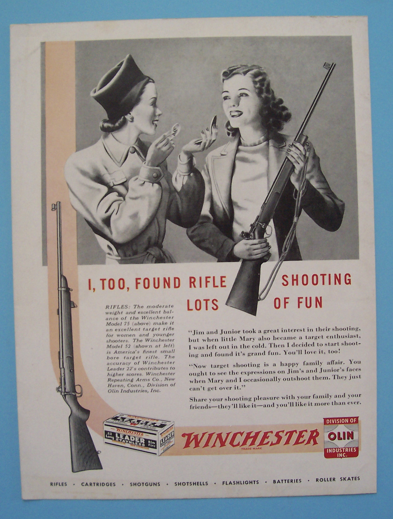 1946 Winchester Rifles with Two Women Talking