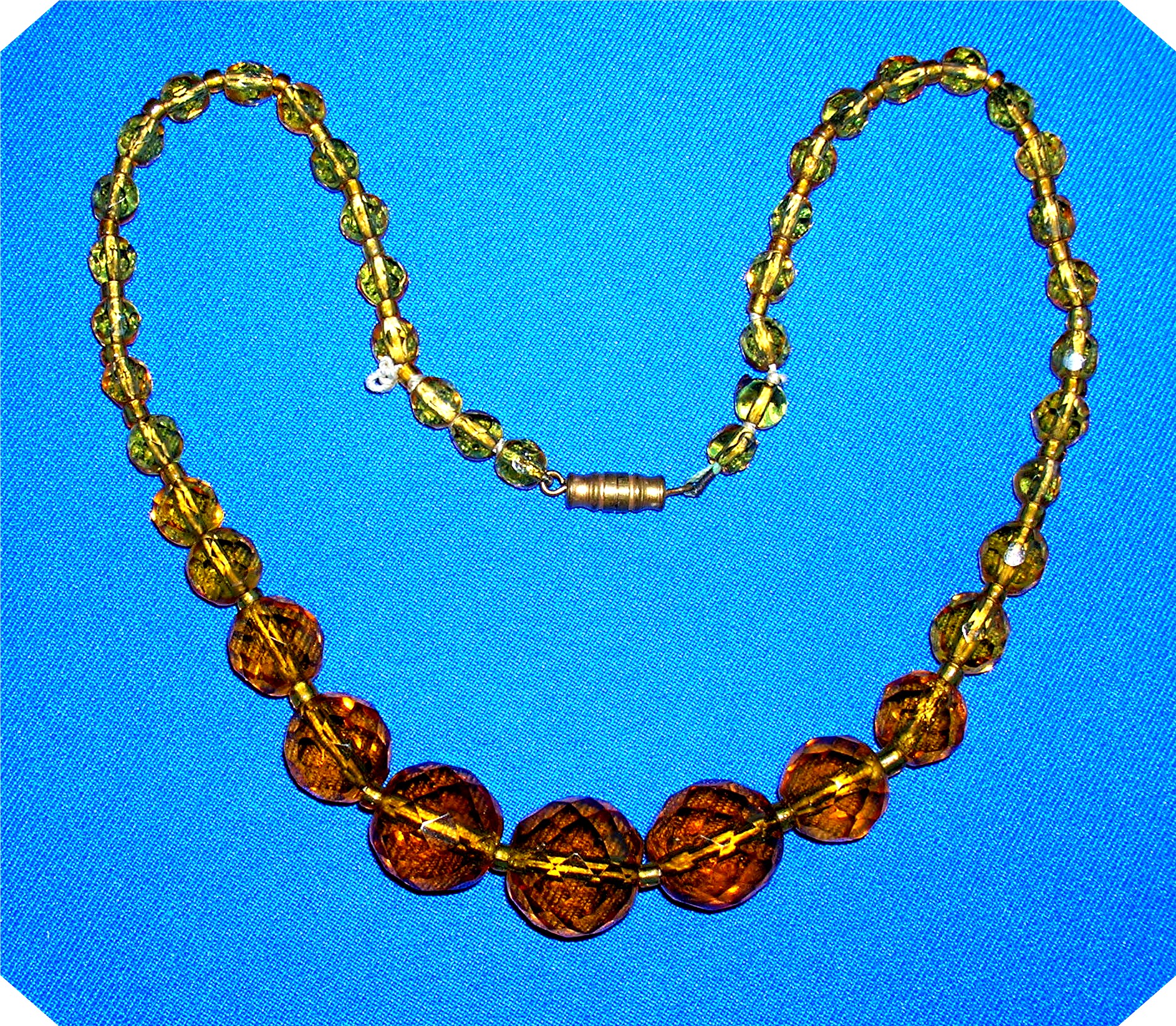 Amber Glass Vintage Faceted Graduated  Necklace