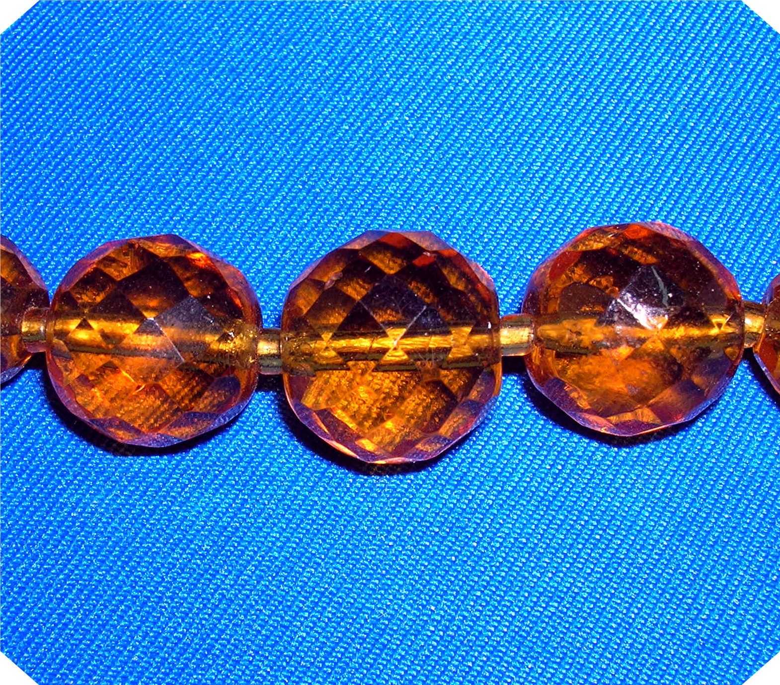 Amber Glass Vintage Faceted Graduated  Necklace