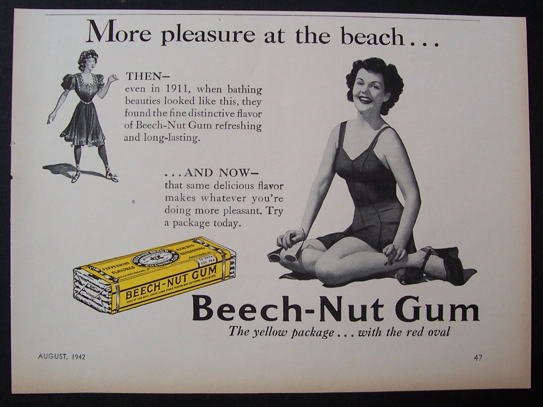 1942 Beech-Nut Chewing Gum with Woman in Bathing Suit