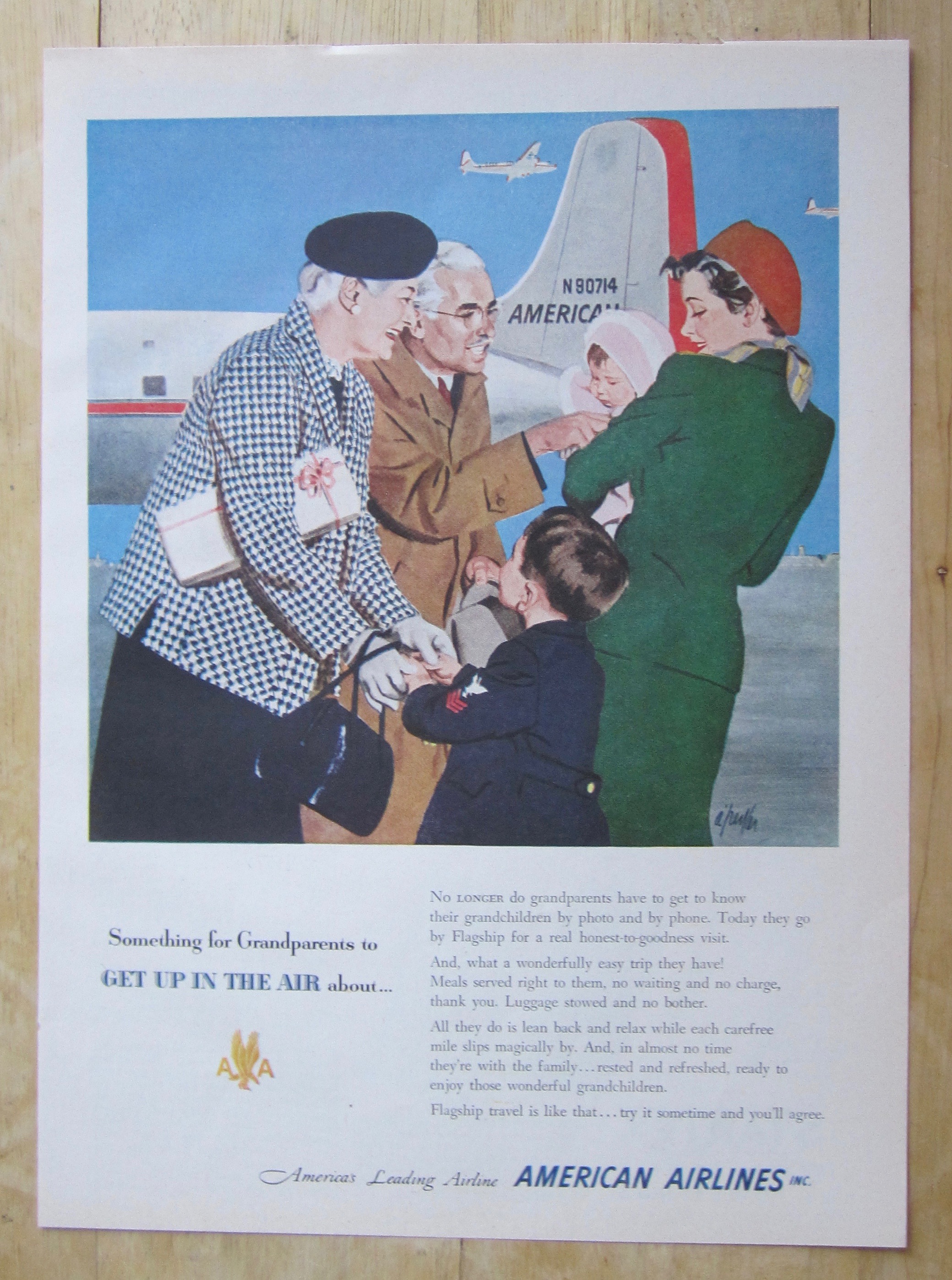 1951 American Airlines with Family Greeting Each Other