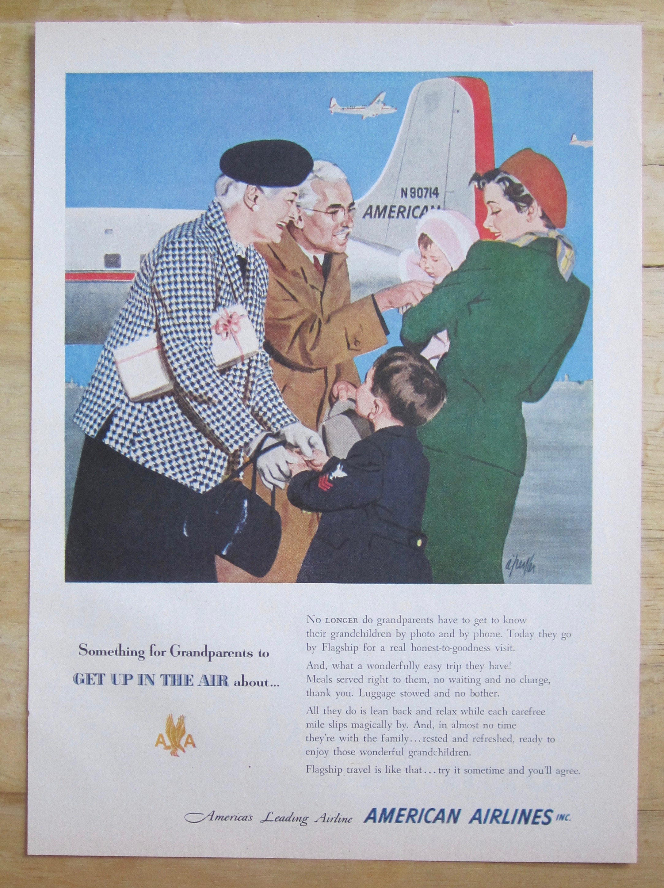 1951 American Airlines with Family Greeting Each Other