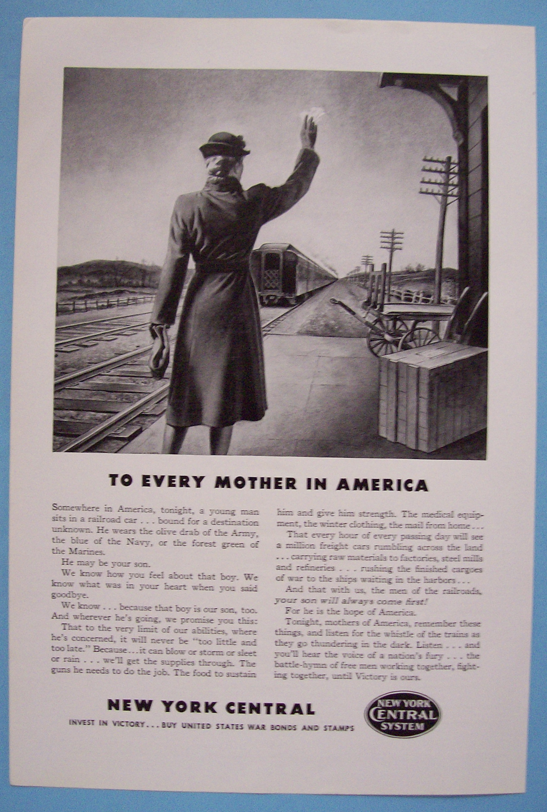 1943 New York Central System With Woman Waving To Train