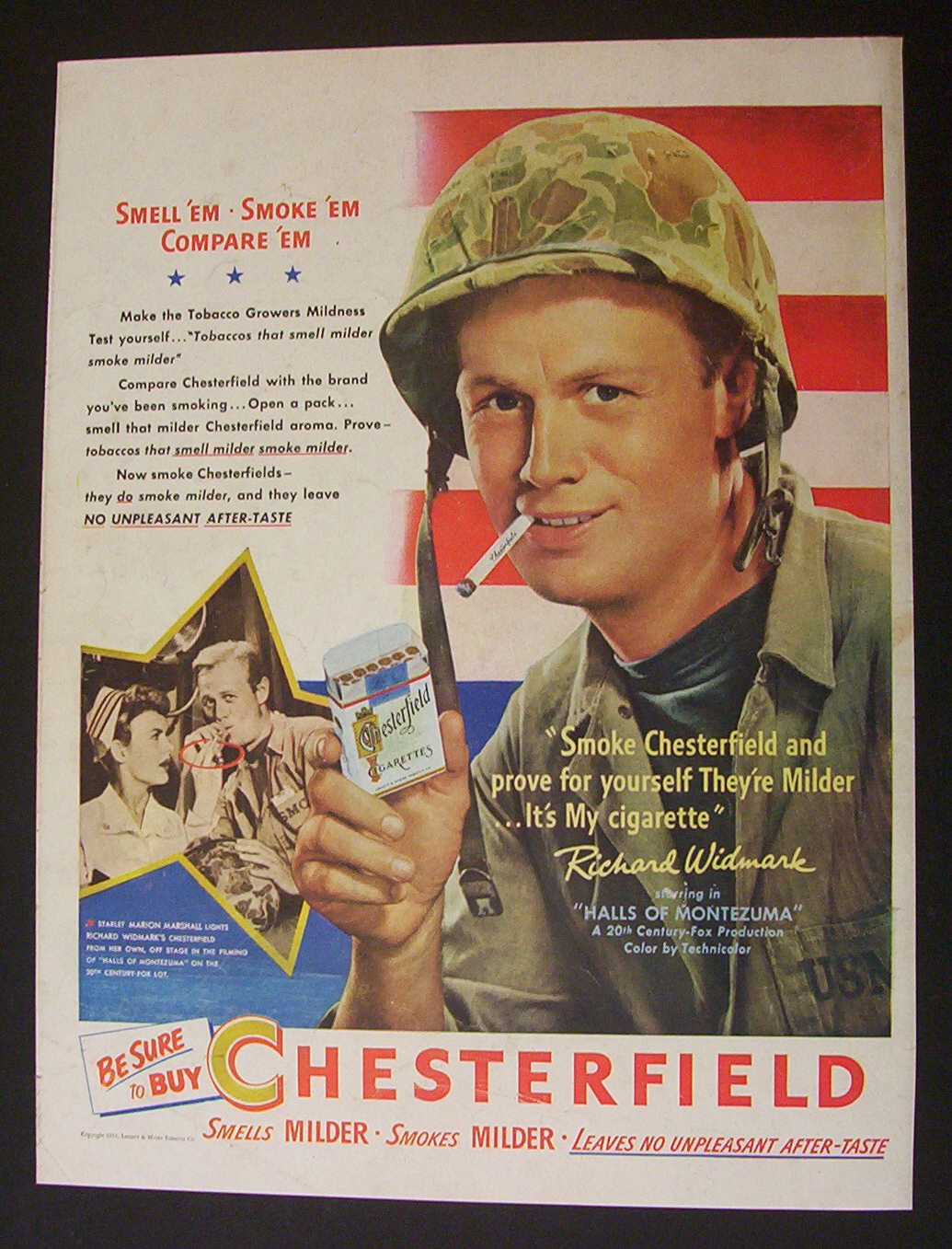 1951 Chesterfield Cigarettes with Richard Widmark