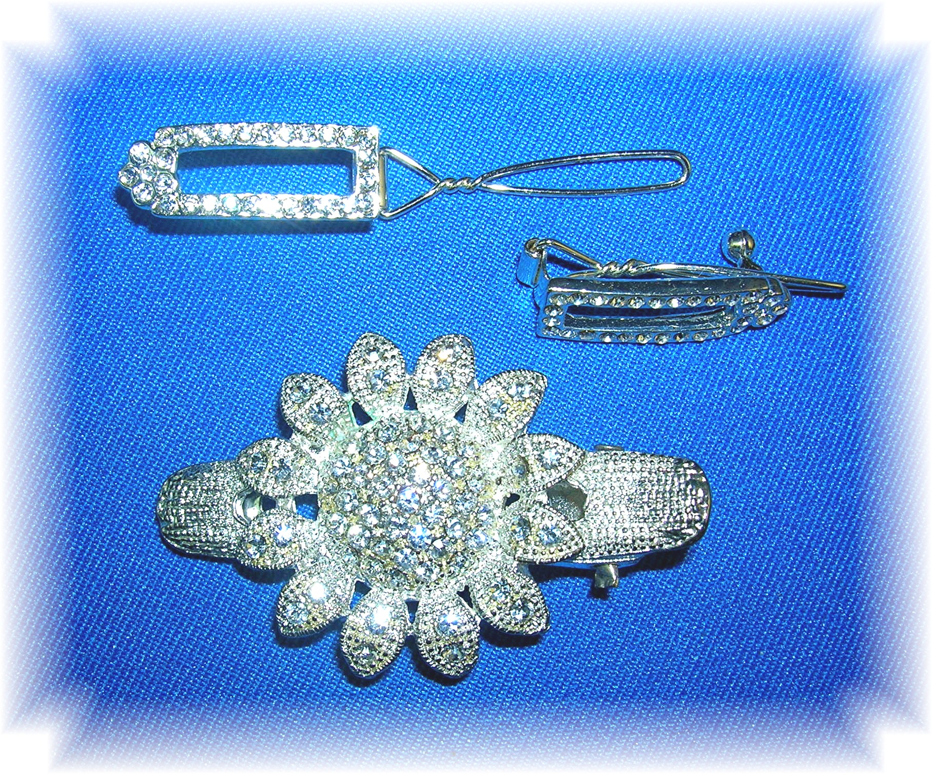 3 Vintage Rhinestone Hair Barrettes