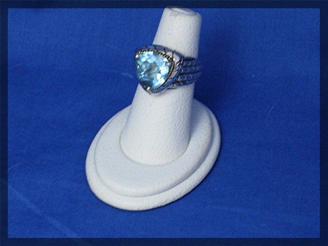 Ring 14K Gold Sterling Silver Blue Topaz