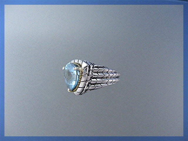 Ring 14K Gold Sterling Silver Blue Topaz