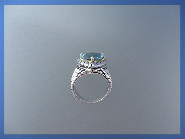 Ring 14K Gold Sterling Silver Blue Topaz
