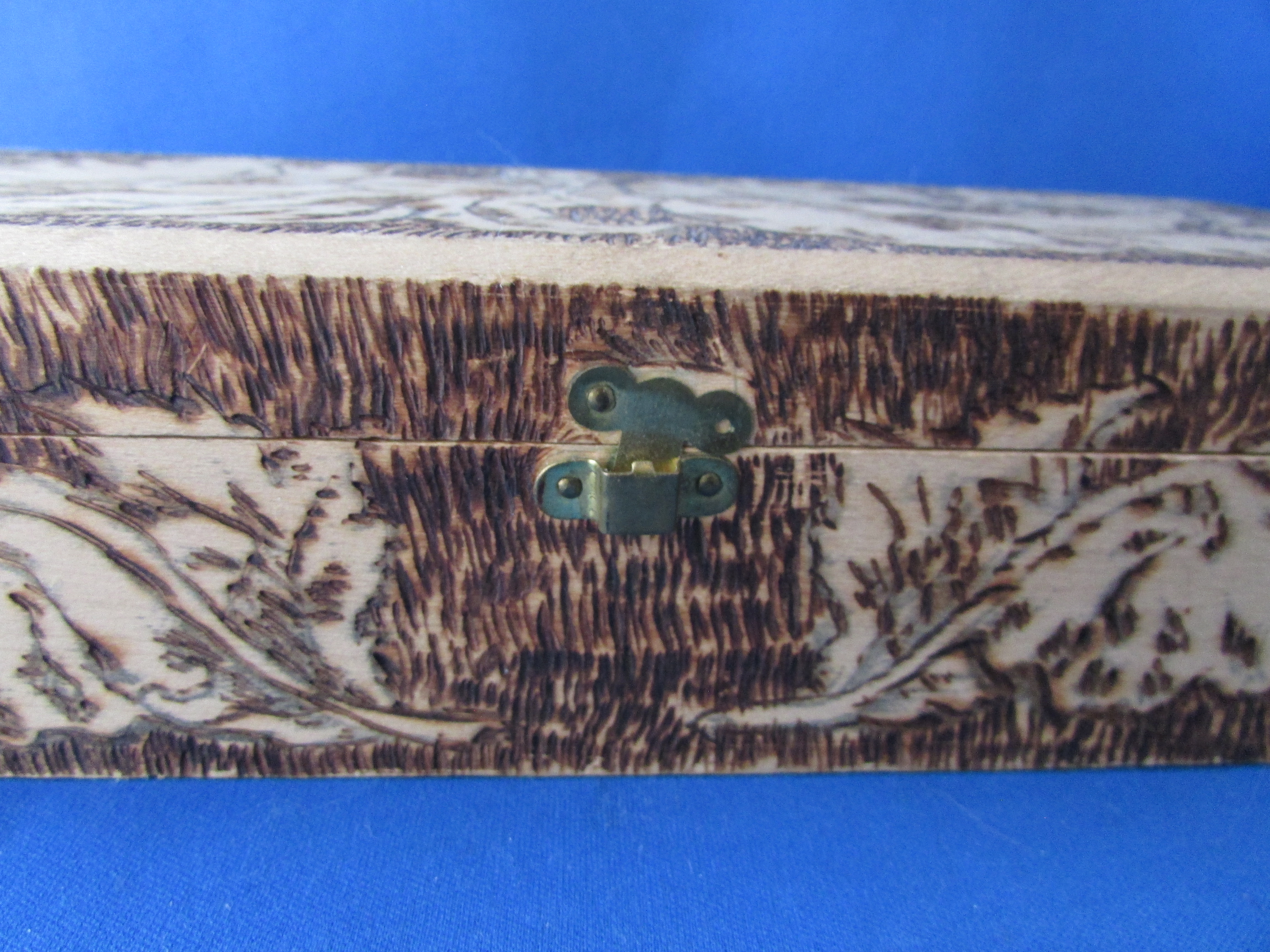 Folk Art Wooden Handkerchief Box