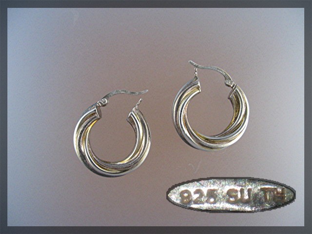 Sterling Silver Twist hoop Pierced Earrings SU TM