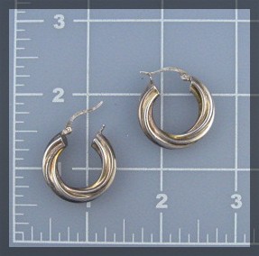Sterling Silver Twist hoop Pierced Earrings SU TM