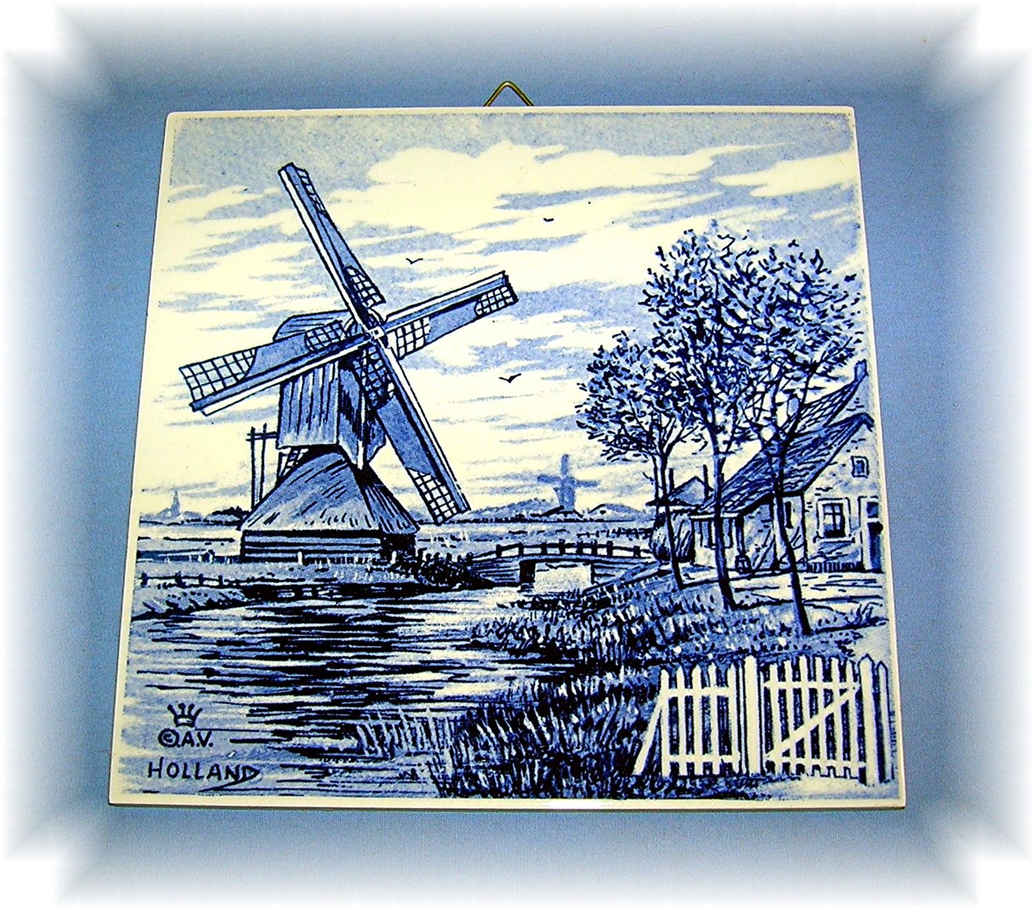 Blue Delft Wall Tile, 5 3/4 x 5 7/8 Handpainted