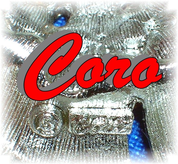 Silvertone Blue Rhinestone CORO Brooch Pin