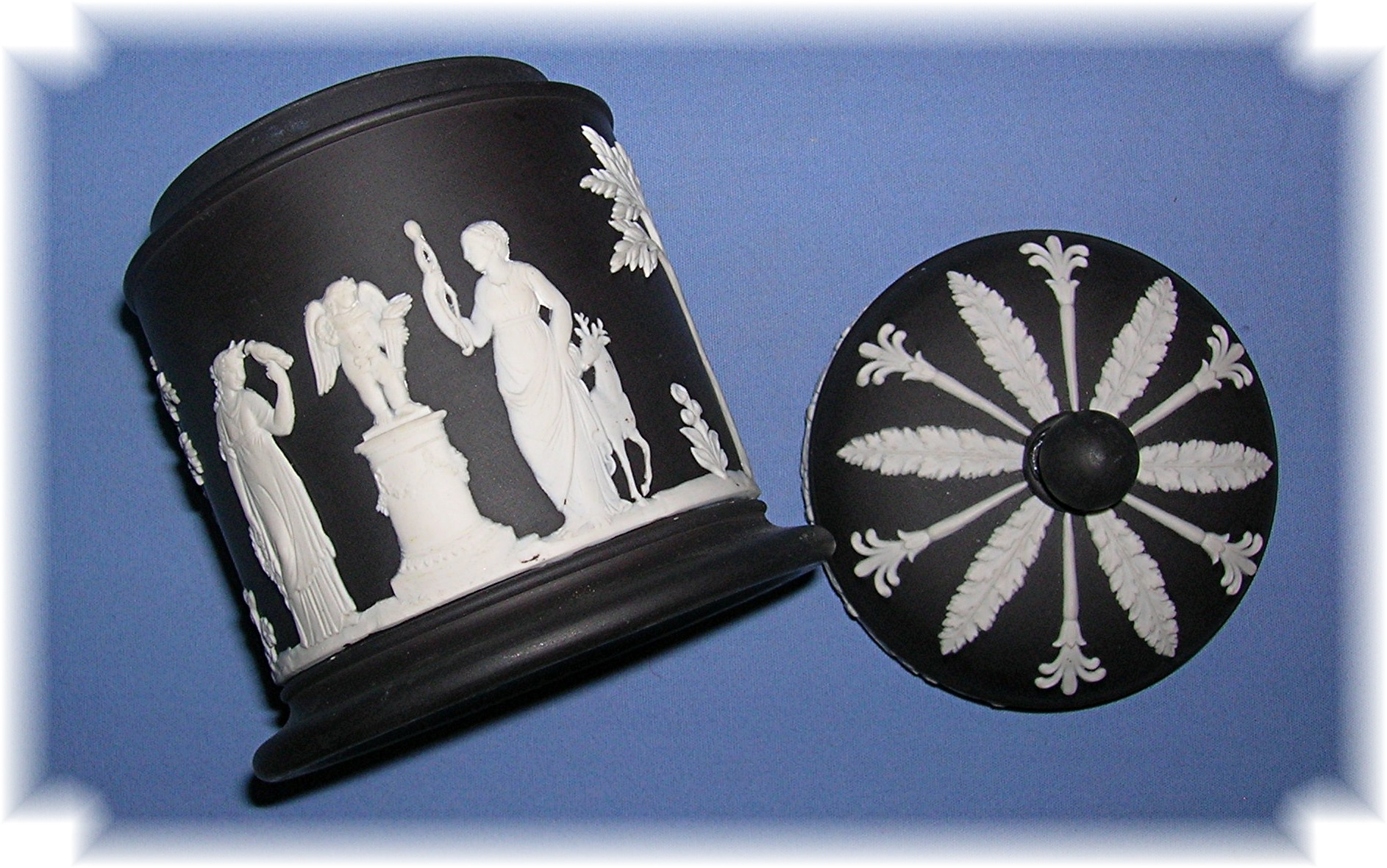 Discontinued Black Wedgewood Tall Lidded Jar