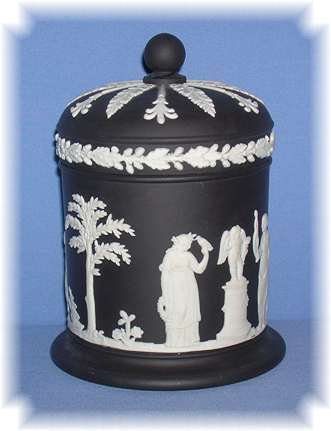 Discontinued Black Wedgewood Tall Lidded Jar