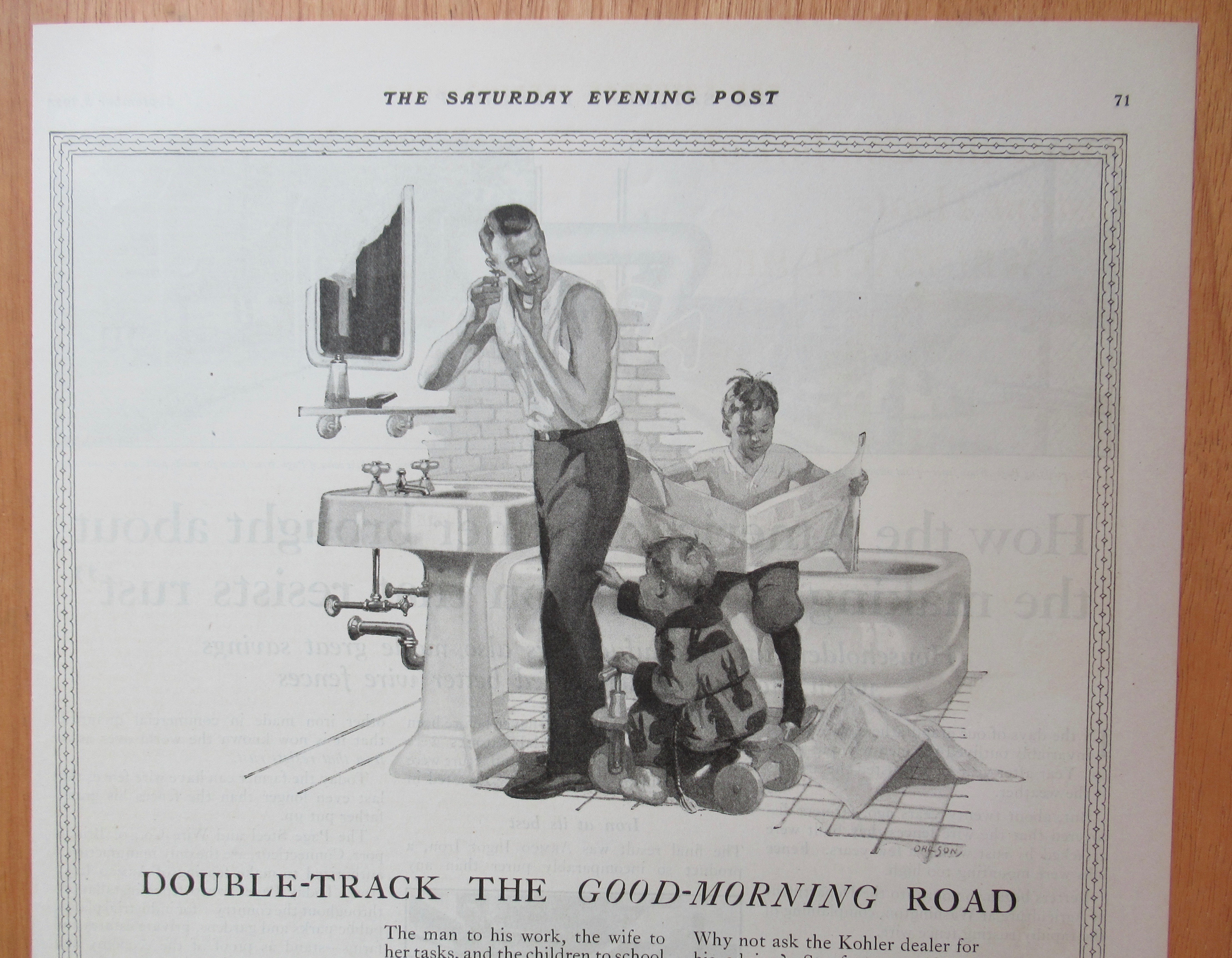 1923 Kohler of Kohler with Man Shaving with Boys Around