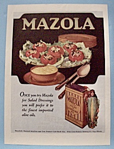 1920 Mazola Salad & Cooking Oil with Plate Of Tomatoes