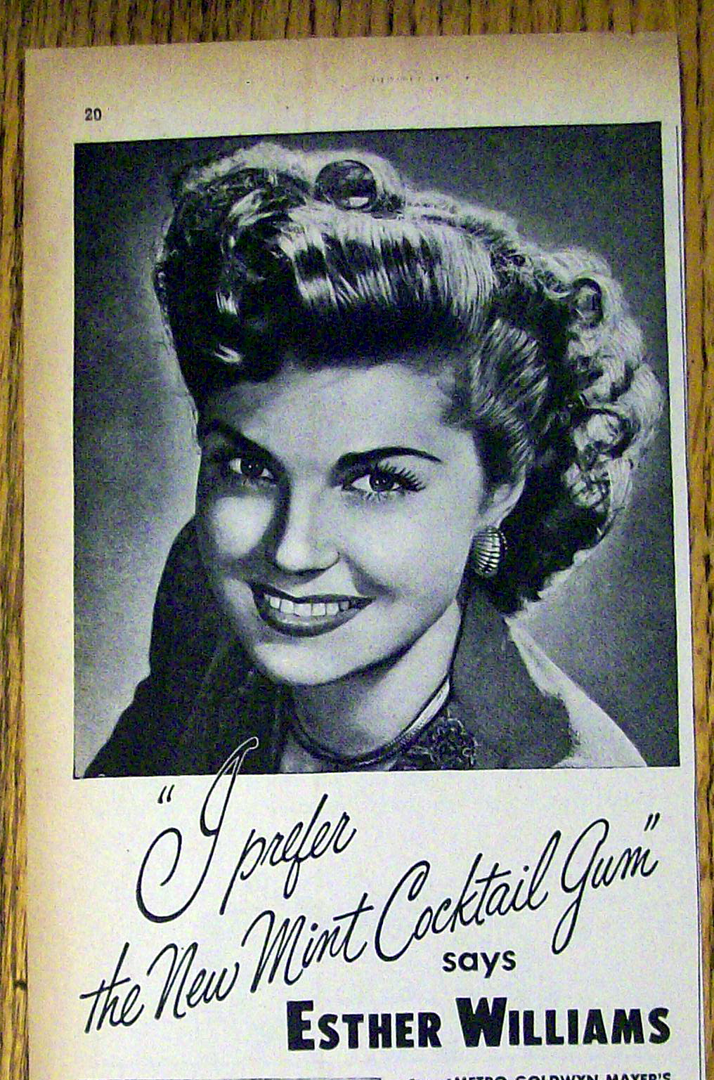 1947 Warren Mint Cocktail Gum with Esther Williams