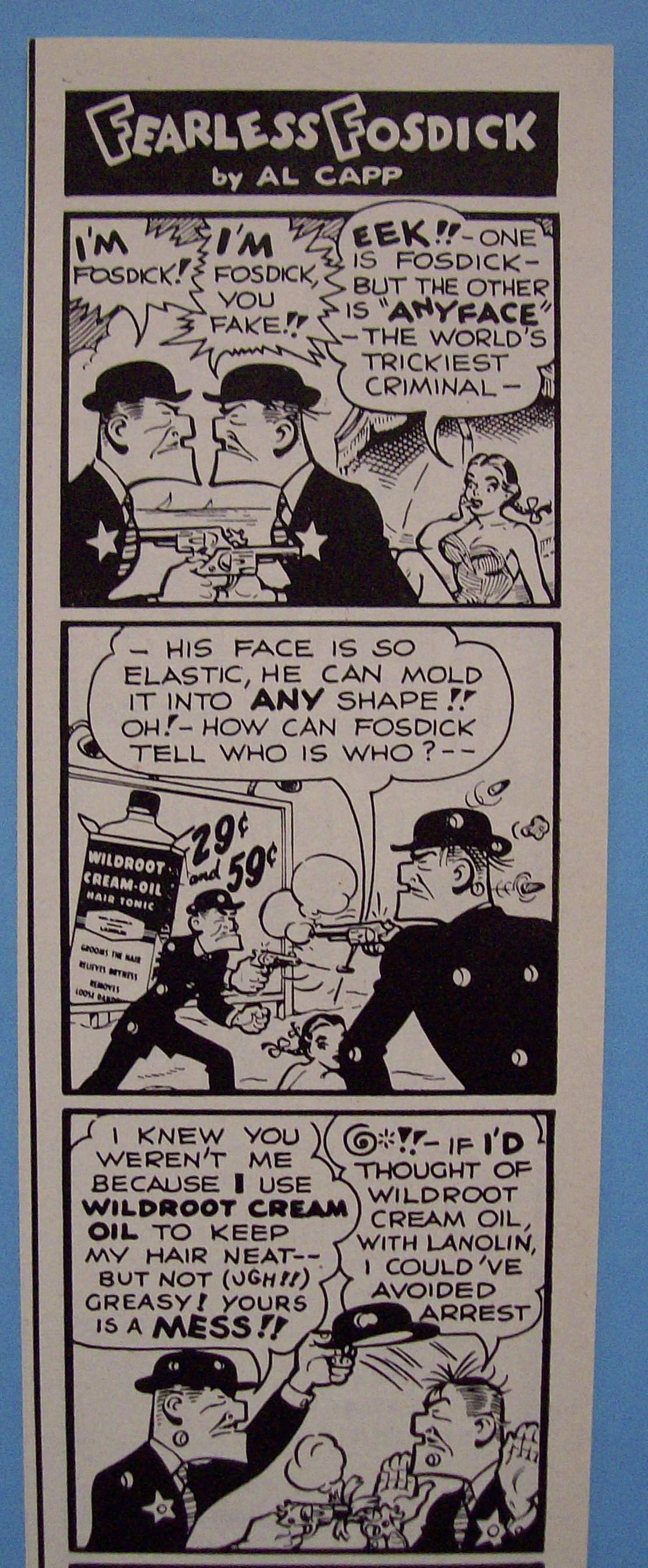 1954 Wildroot Hair Tonic w/Fearless Fosdick By Al Capp