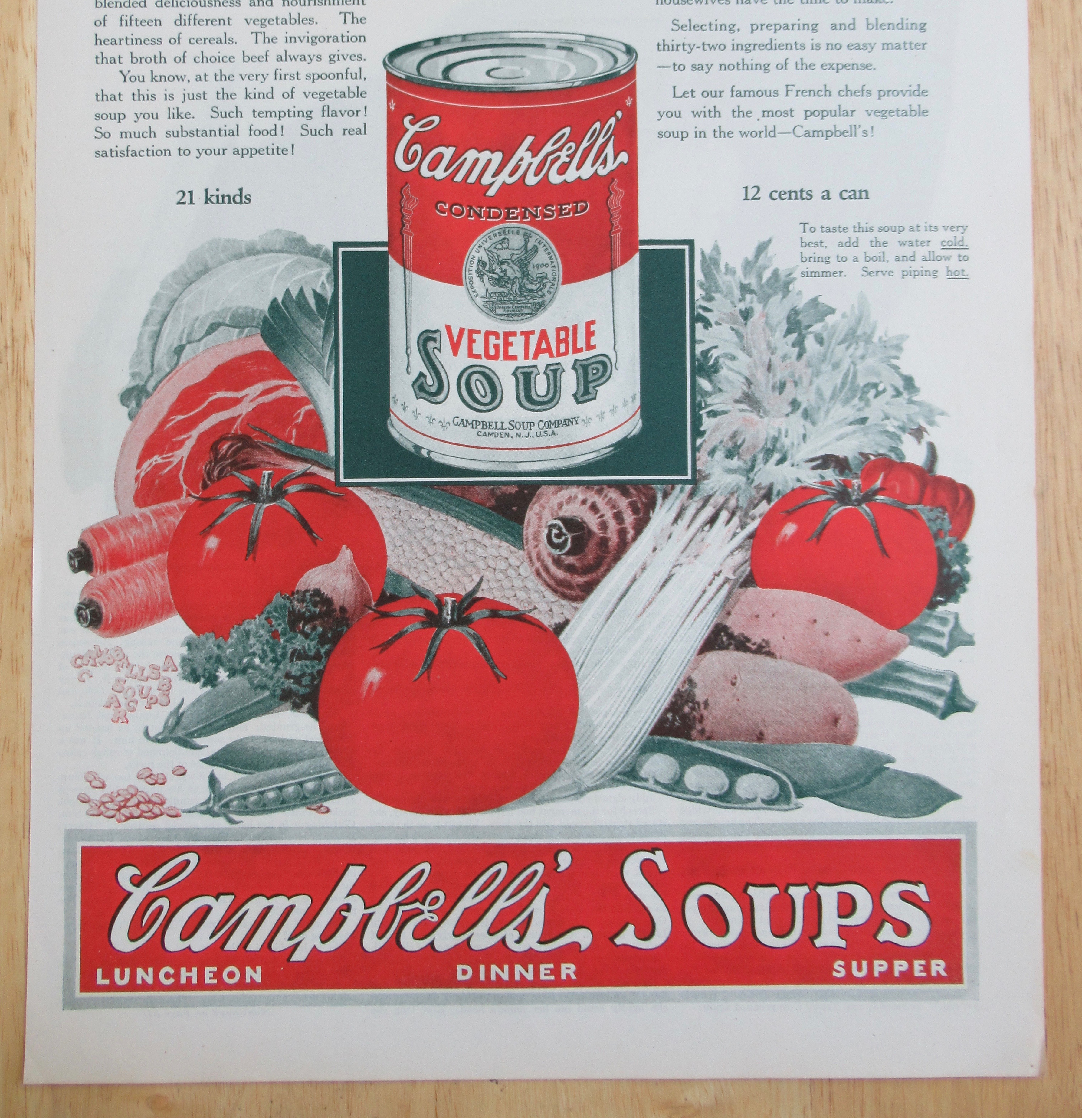 1925 Campbell's Vegetable Soup with Can of Soup