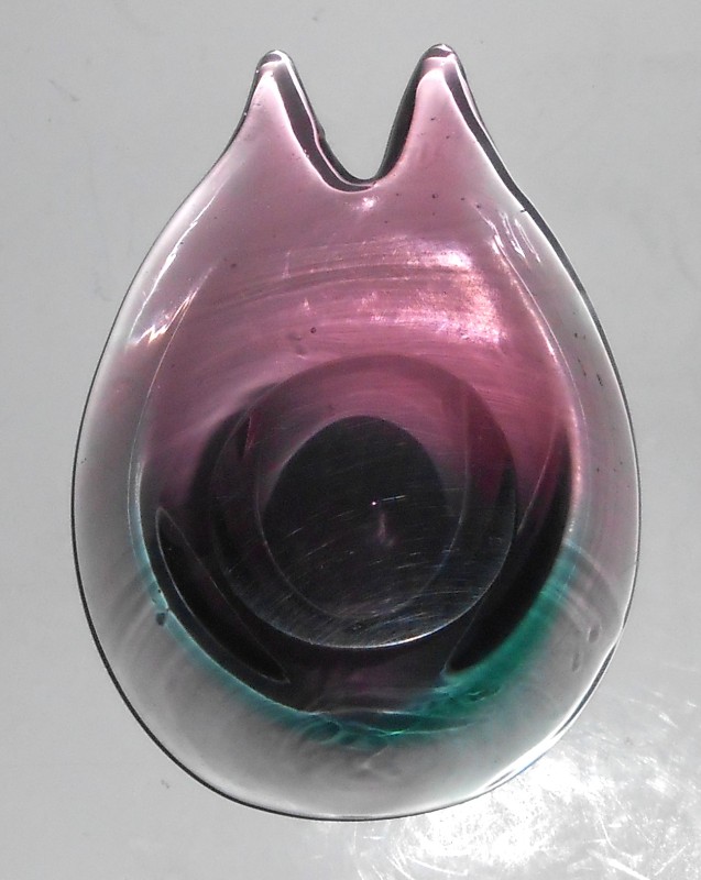 Vintage Murano Art Glass Purple - Green - Clear Bowl/Ashtray