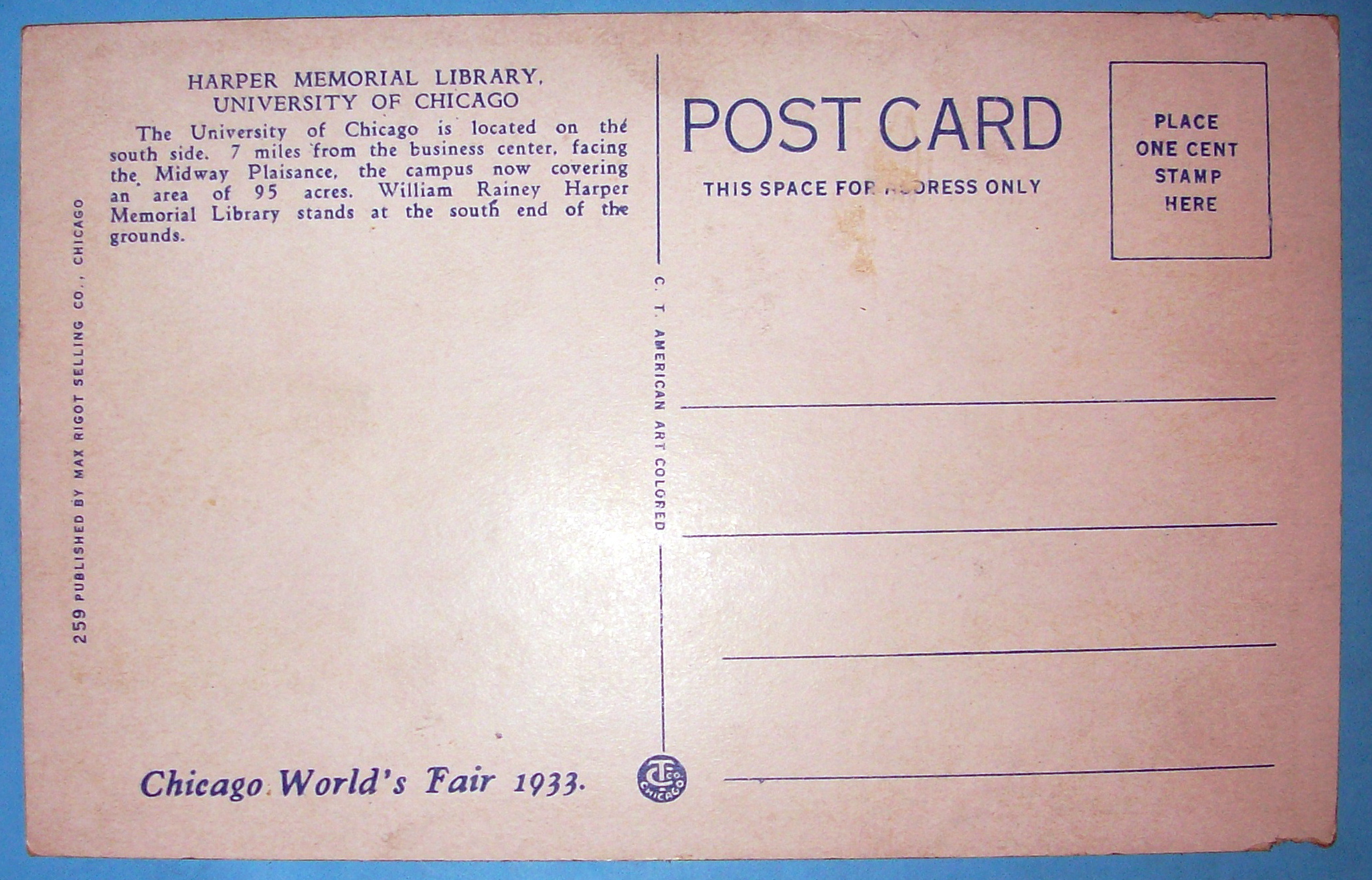 1933 Century of Progress, Harper Memorial Library
