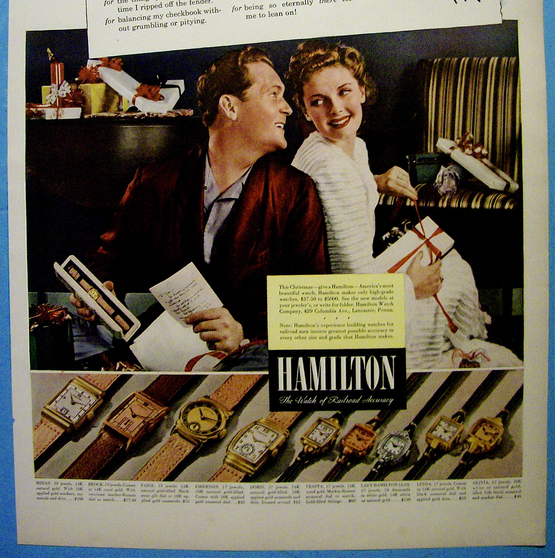 1940 Hamilton Watch with Couple Opening Gifts