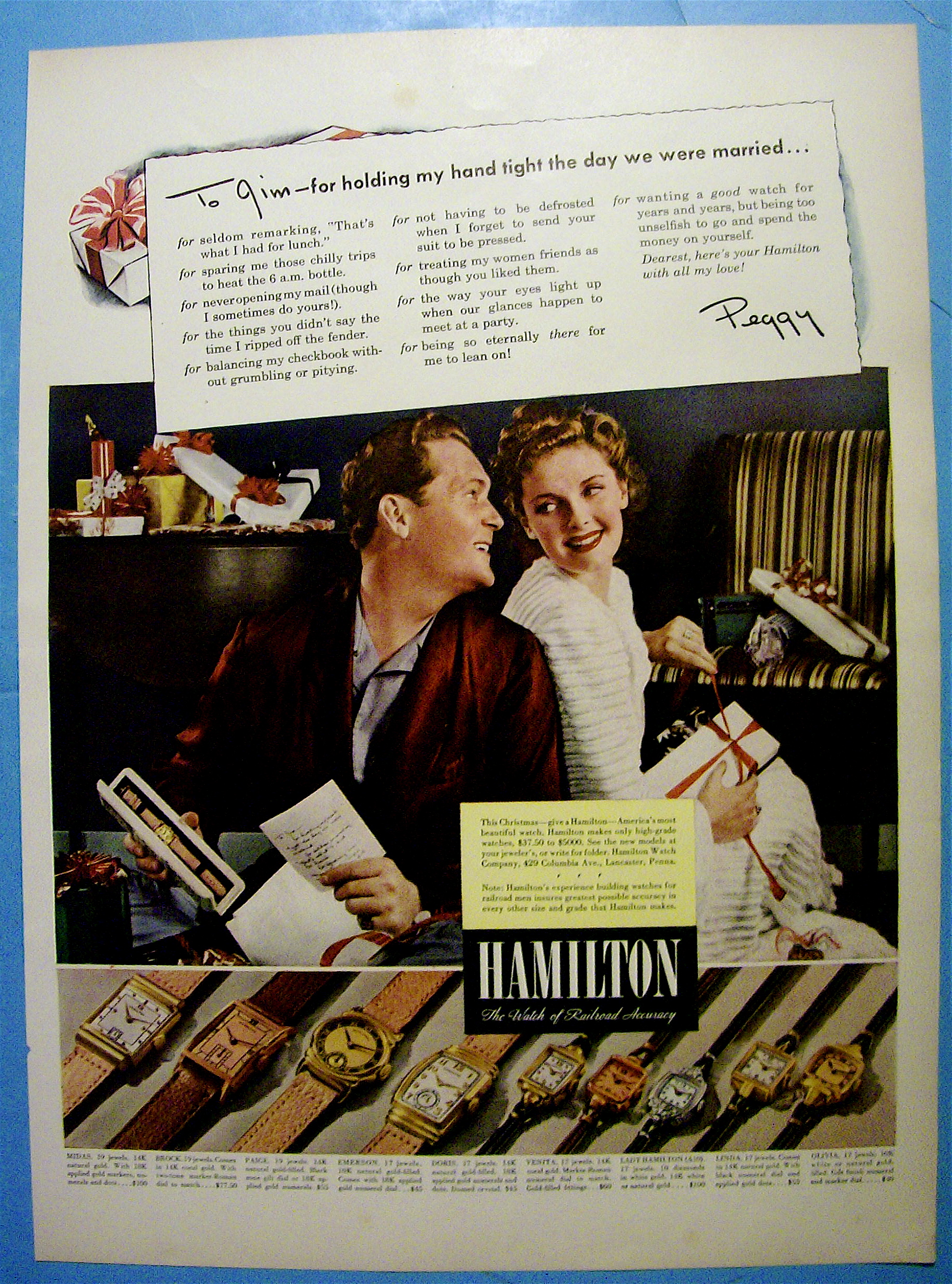 1940 Hamilton Watch with Couple Opening Gifts