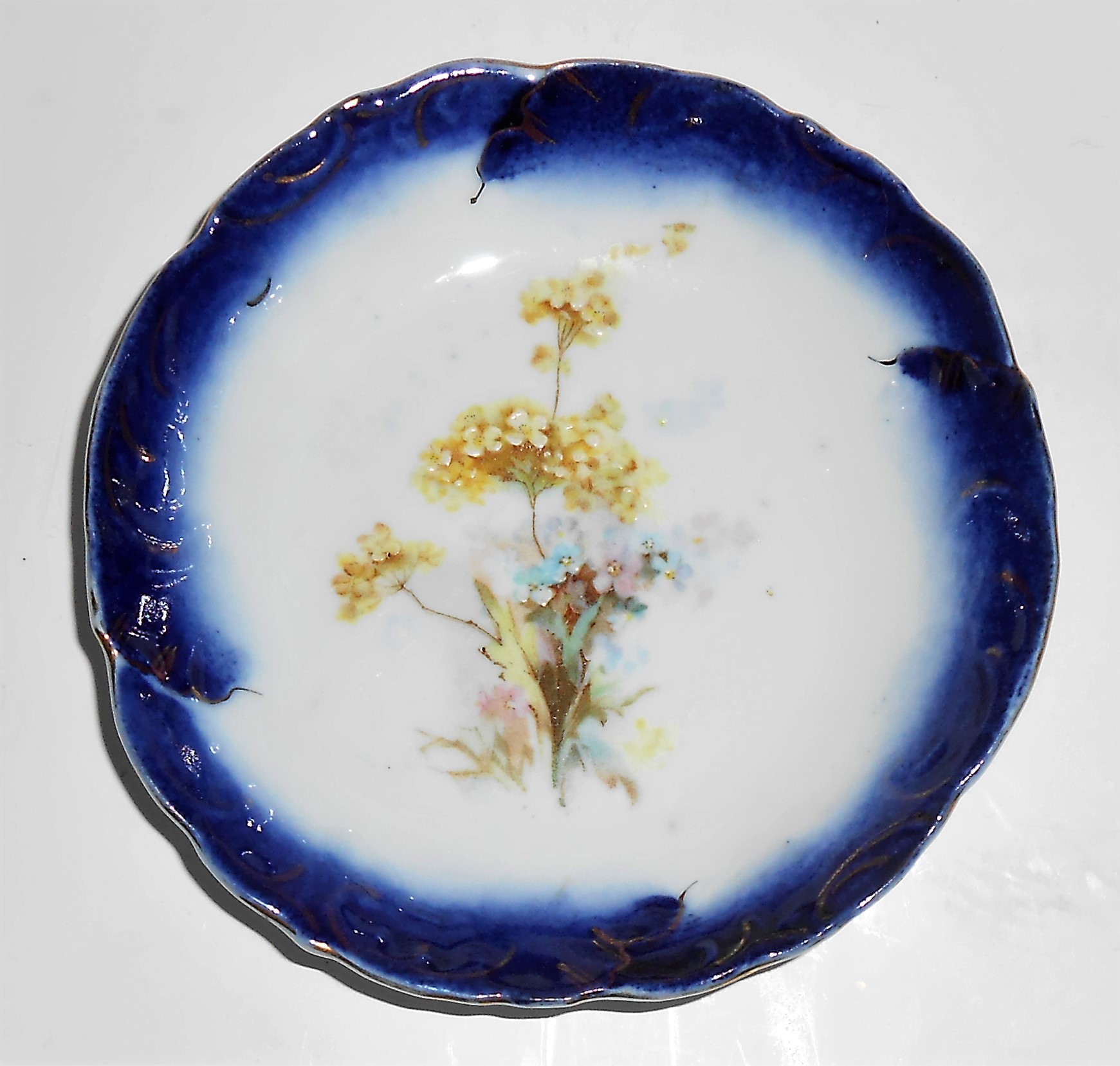 Rudolph Wachter Bavaria Porcelain Flow Blue Floral Bowl