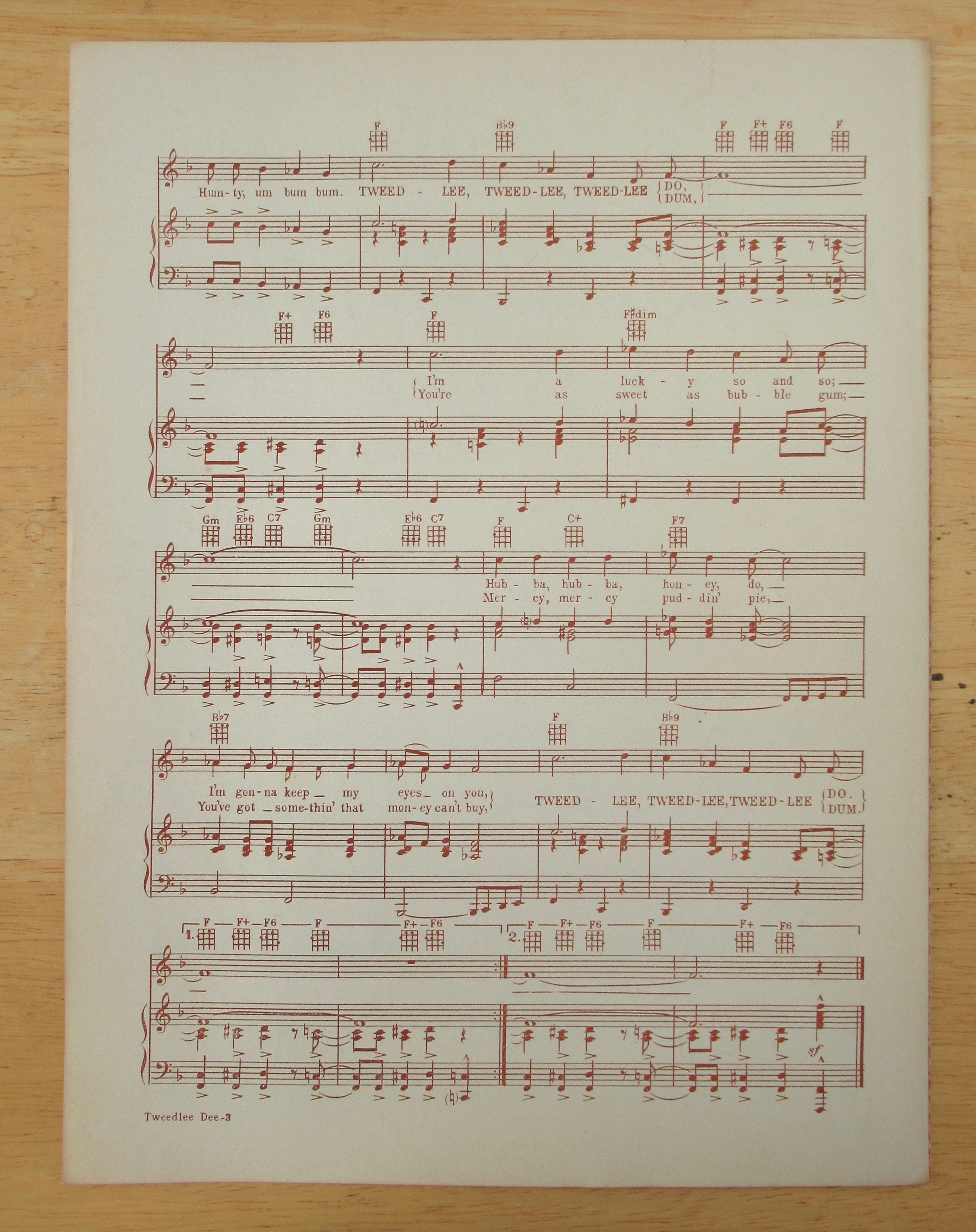 1954 Tweedlee Dee Sheet Music (Laverne Baker)