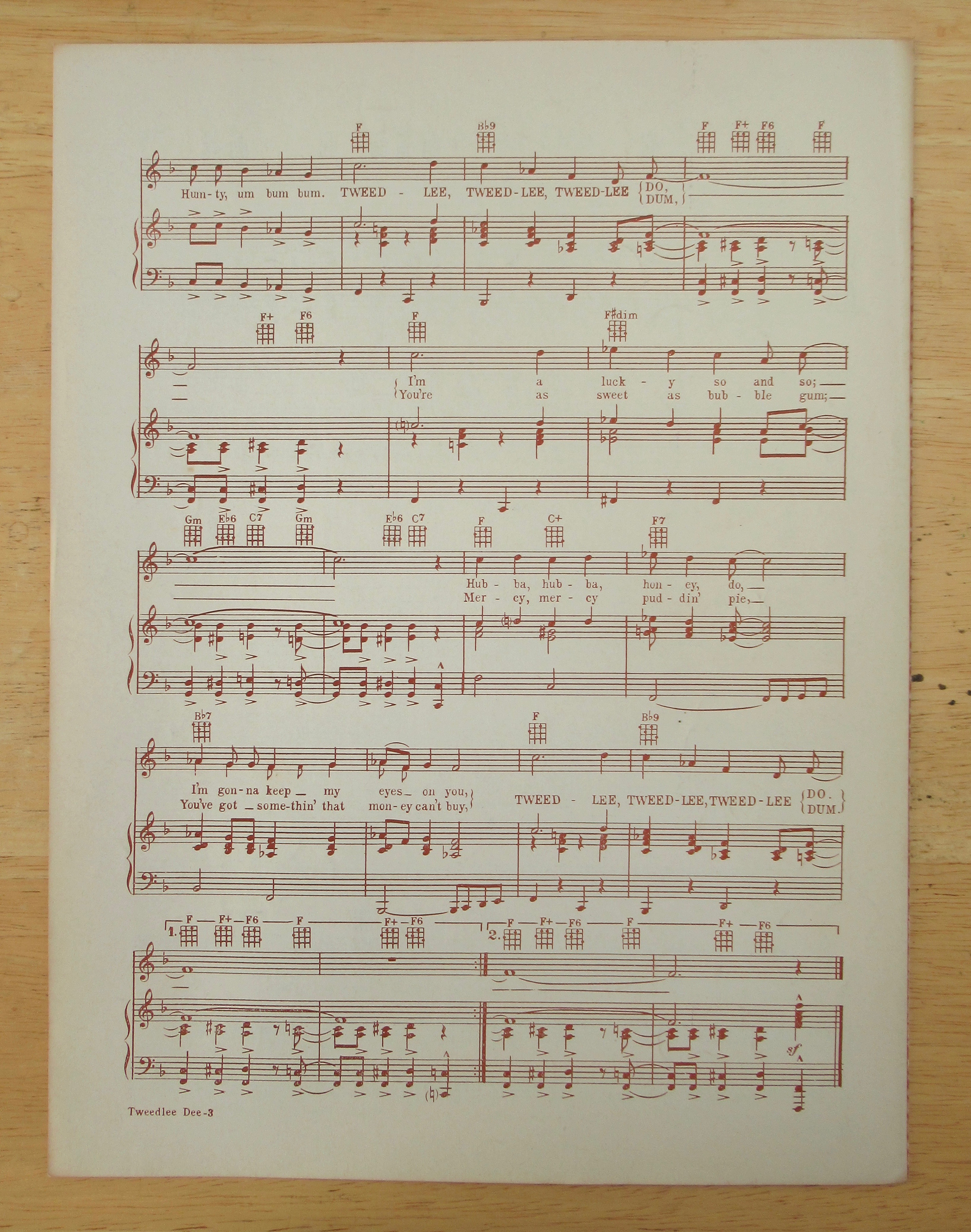 1954 Tweedlee Dee Sheet Music (Laverne Baker)