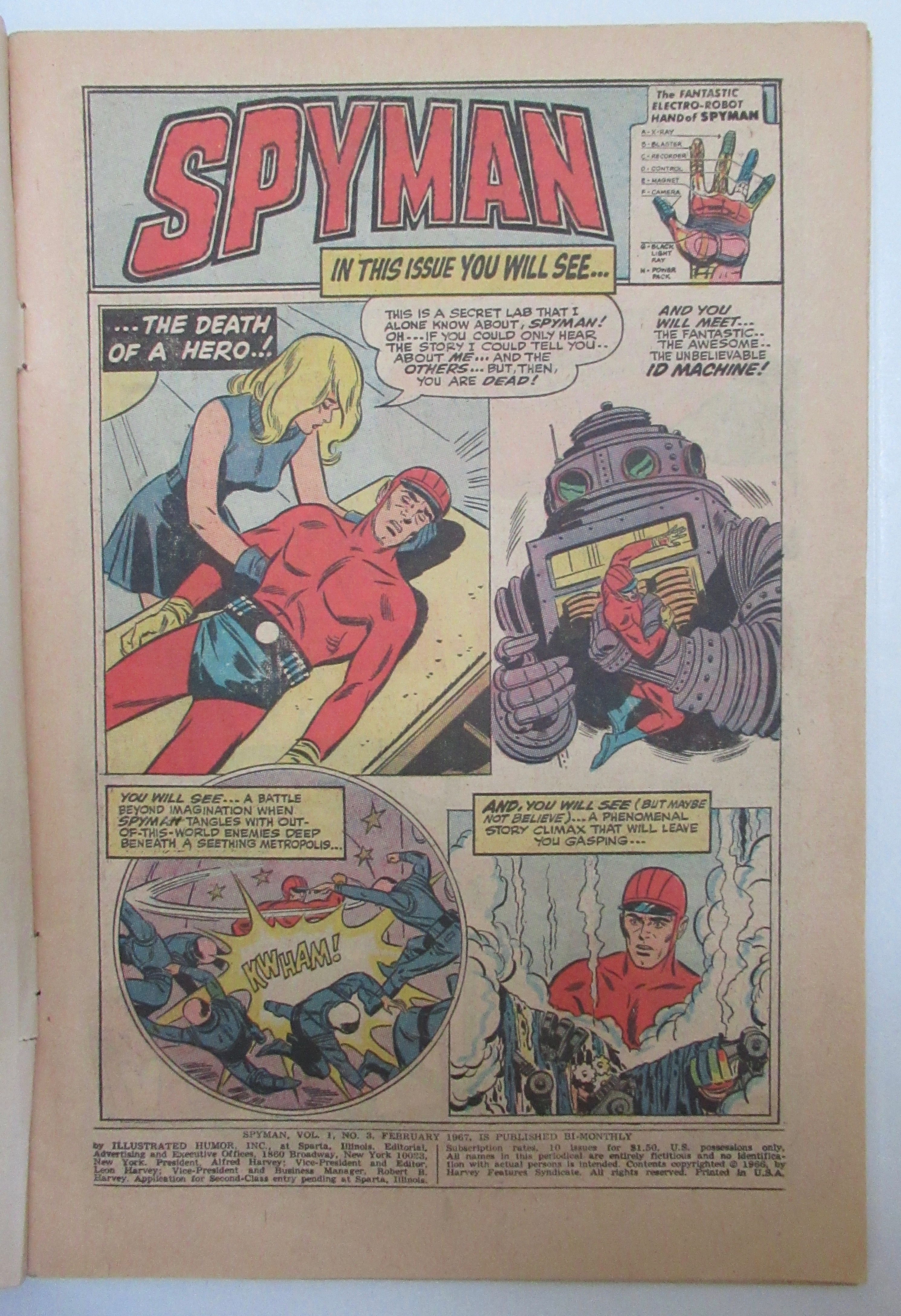 Spyman Comic February 1967 The Death Of A Hero