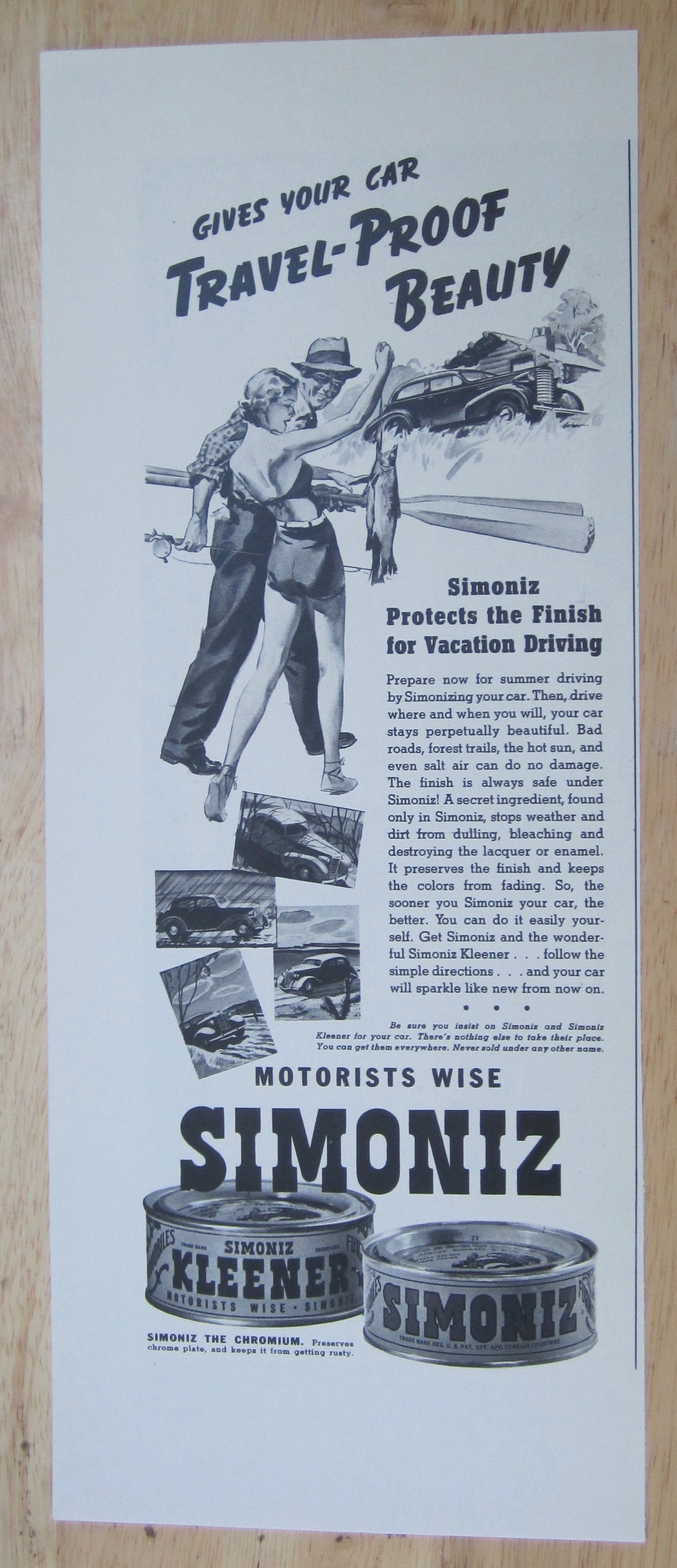 1937 Simoniz Kleener with Girl Showing Man Her Fish