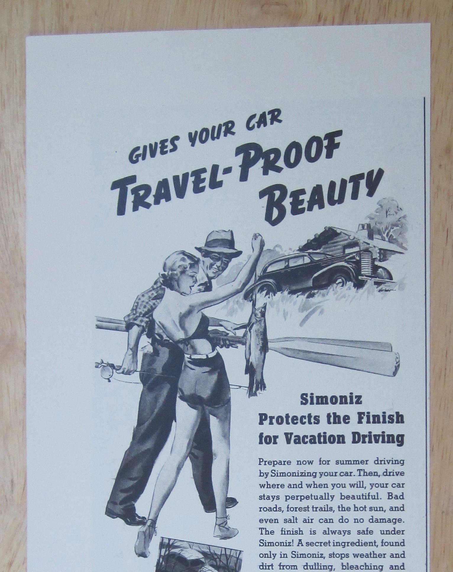 1937 Simoniz Kleener with Girl Showing Man Her Fish