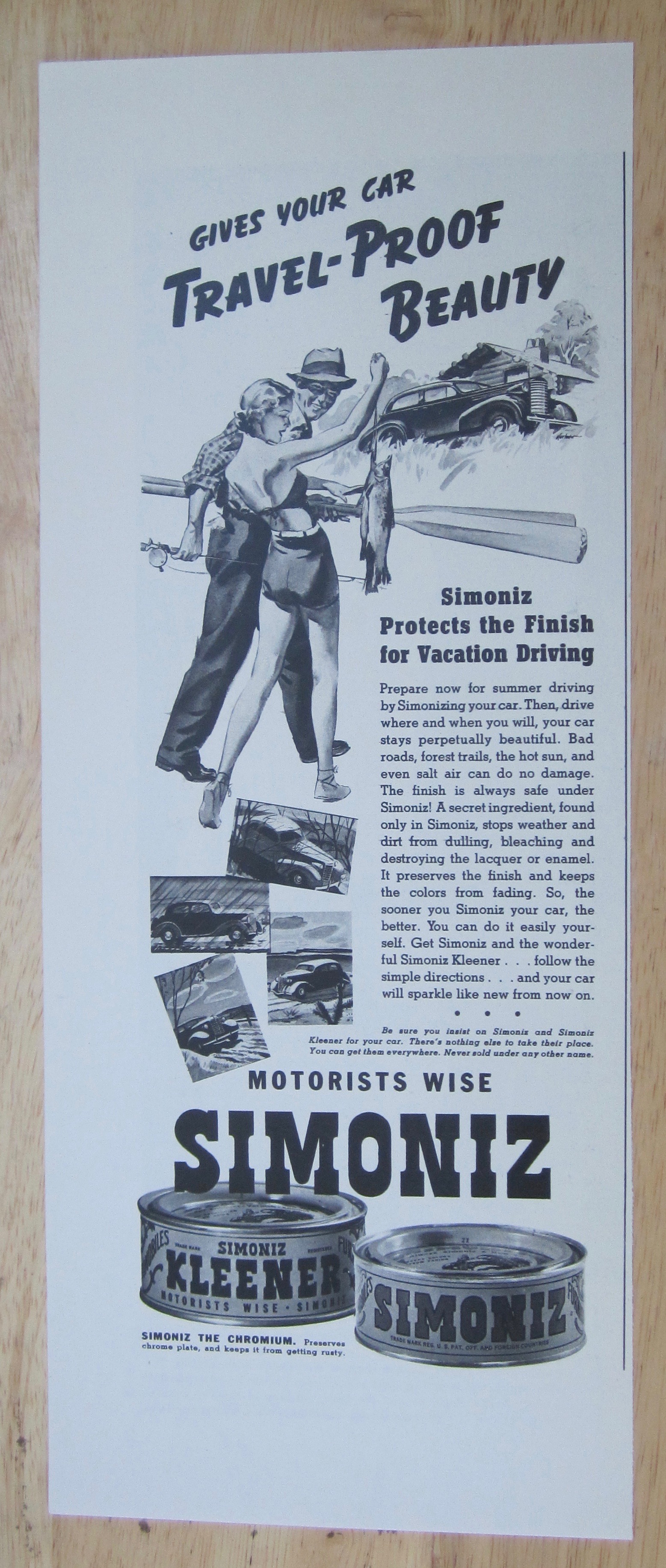 1937 Simoniz Kleener with Girl Showing Man Her Fish