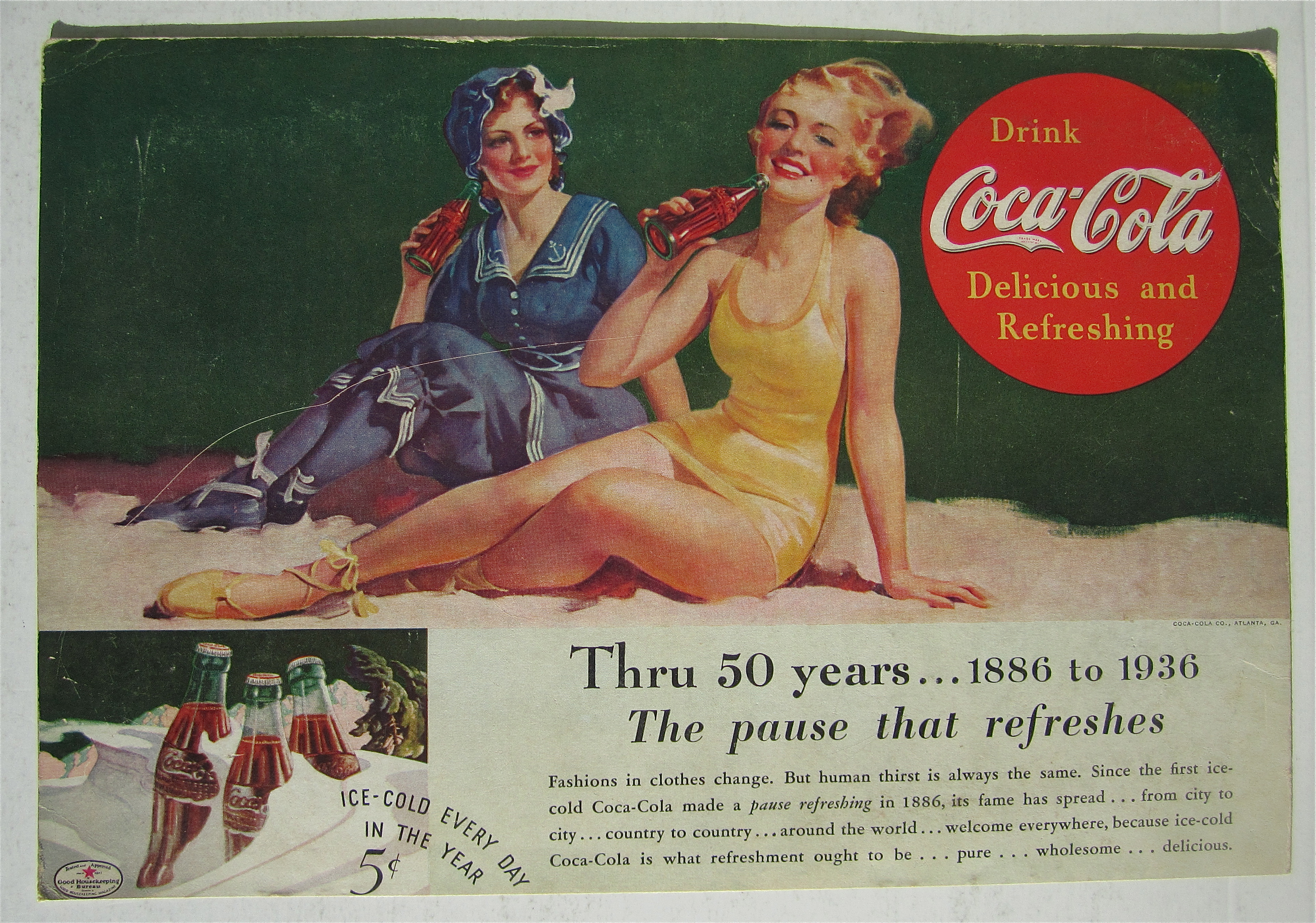 1936 Coca Cola (Coke) with Two Women On The Beach