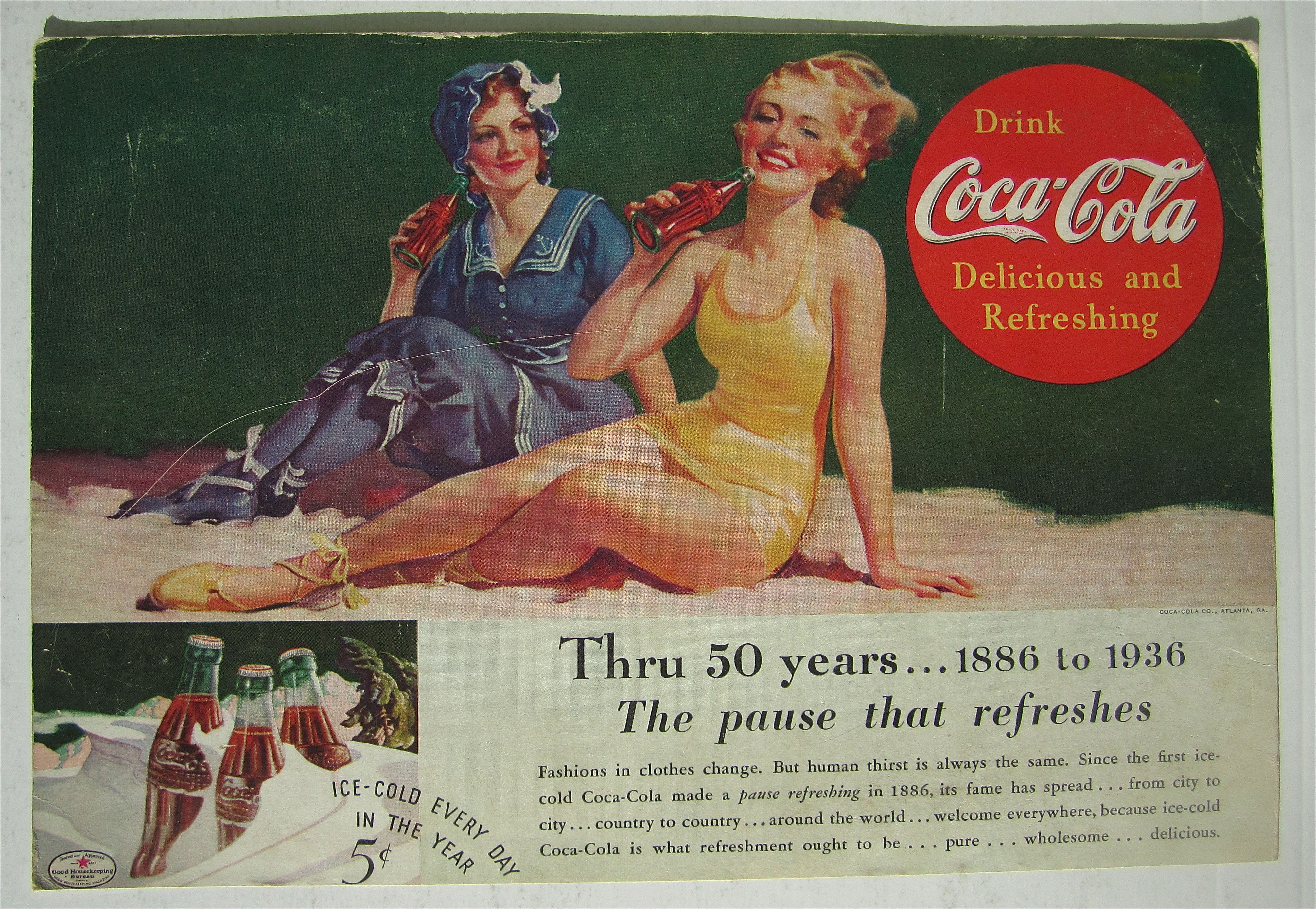 1936 Coca Cola (Coke) with Two Women On The Beach
