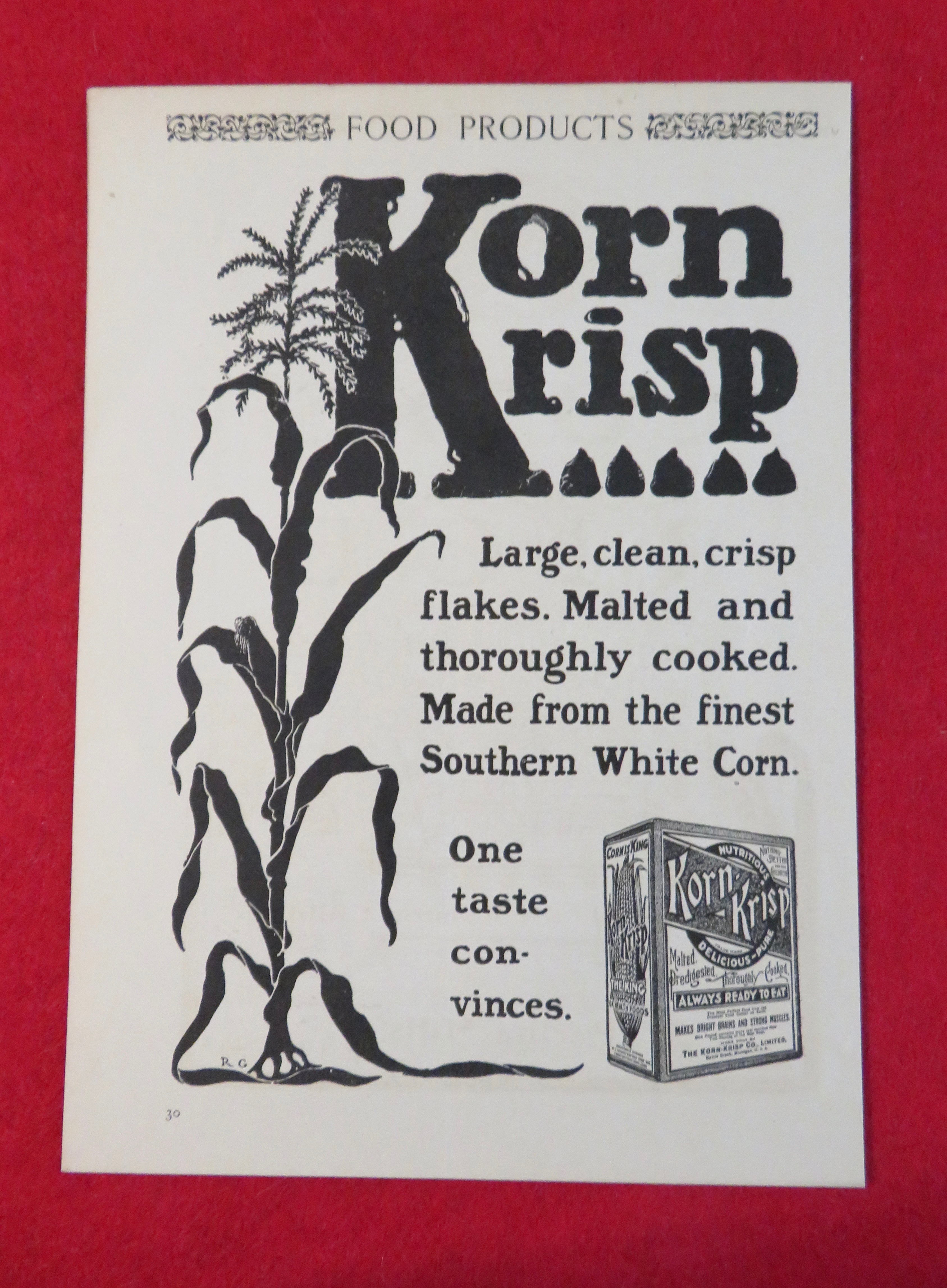 1902 Korn Krisp Cereal with Corn Stalk & Box Of Cereal