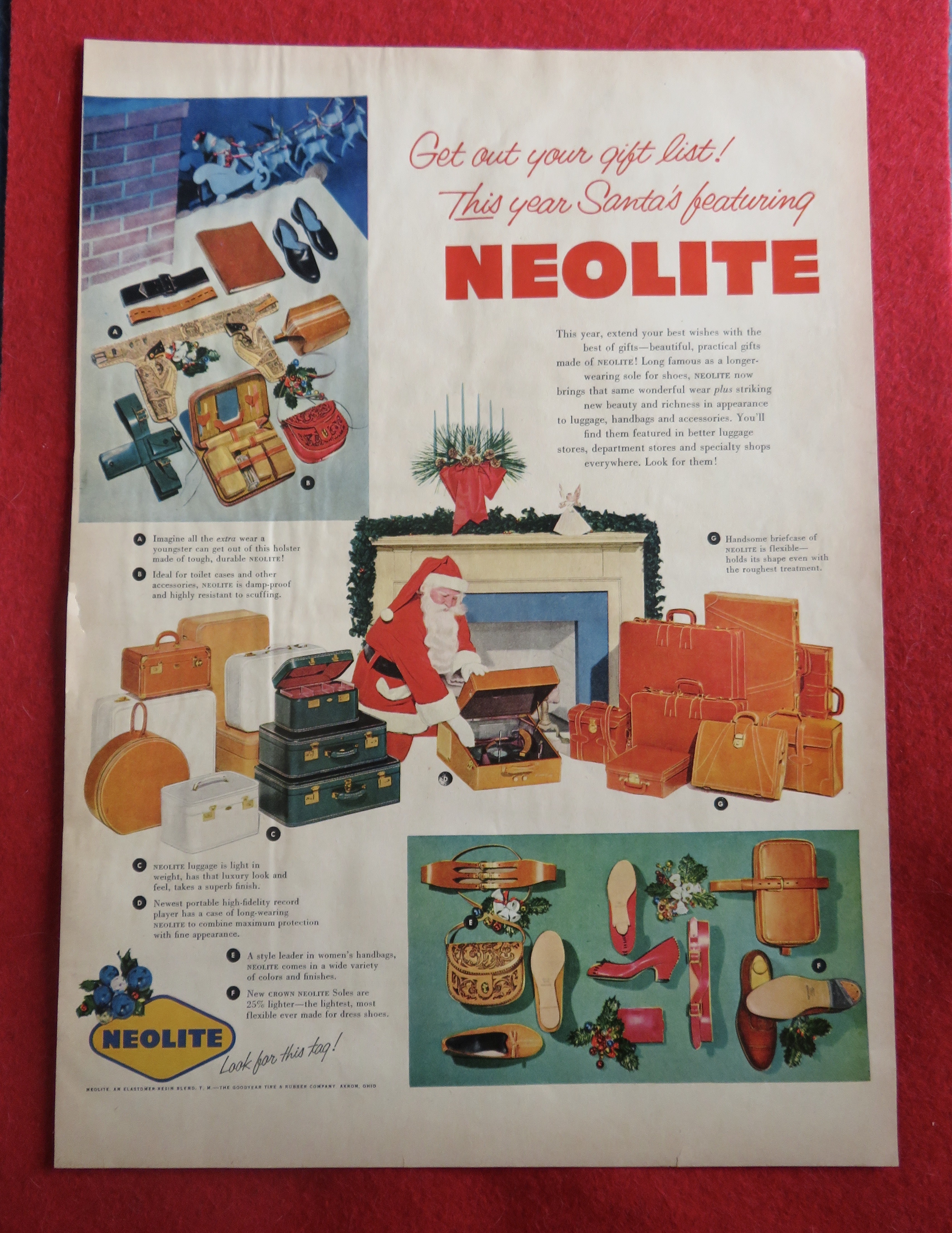 1953 Neolite With Santa Claus Looking At Record Player