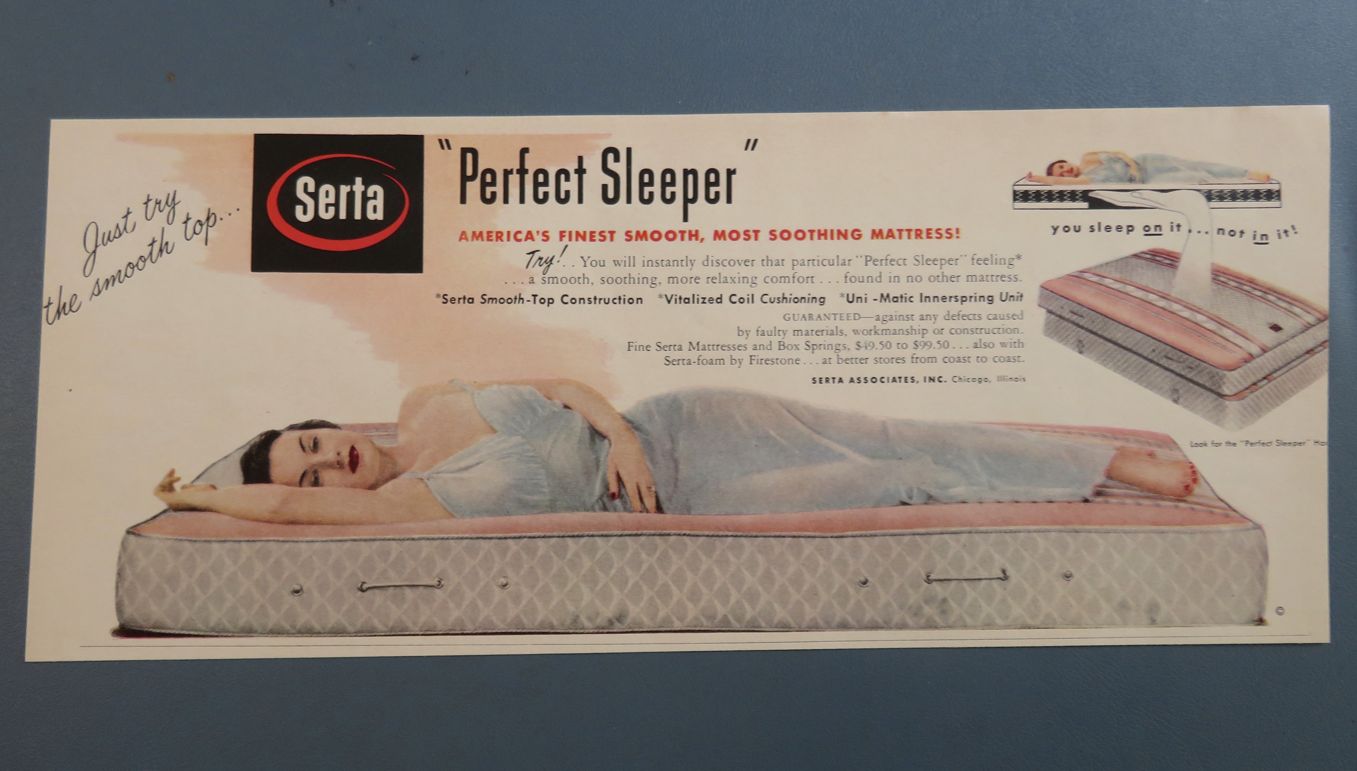 1951 Serta Perfect Sleeper with Woman Laying Down